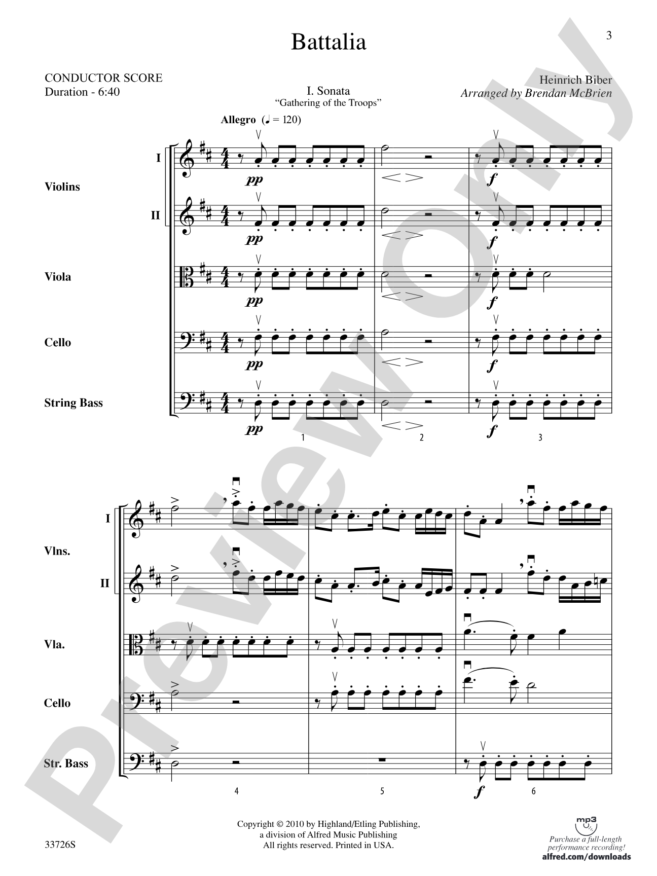 Battalia: String Orchestra Conductor Score & Parts