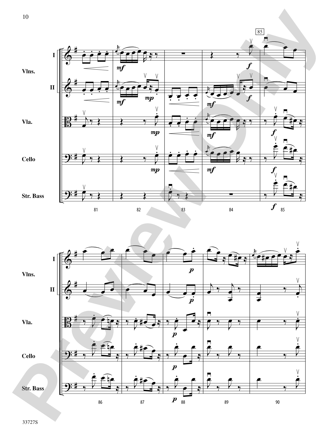 Allegretto (from Symphony No. 82 "The Bear"): String Orchestra Conductor Score & Parts