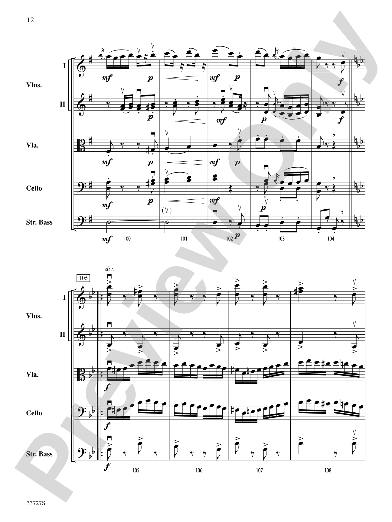 Allegretto (from Symphony No. 82 "The Bear"): String Orchestra Conductor Score & Parts
