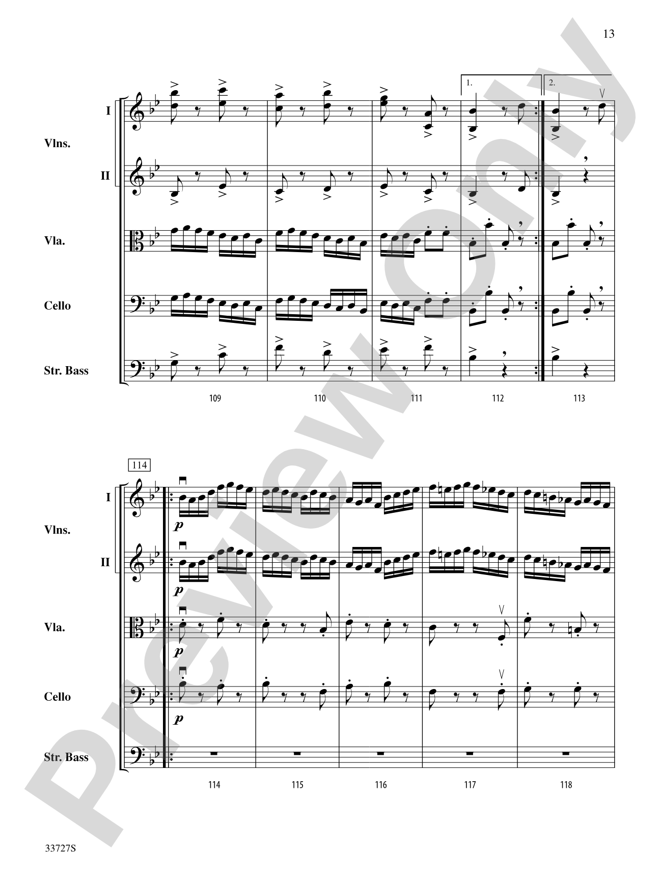Allegretto (from Symphony No. 82 "The Bear"): String Orchestra Conductor Score & Parts