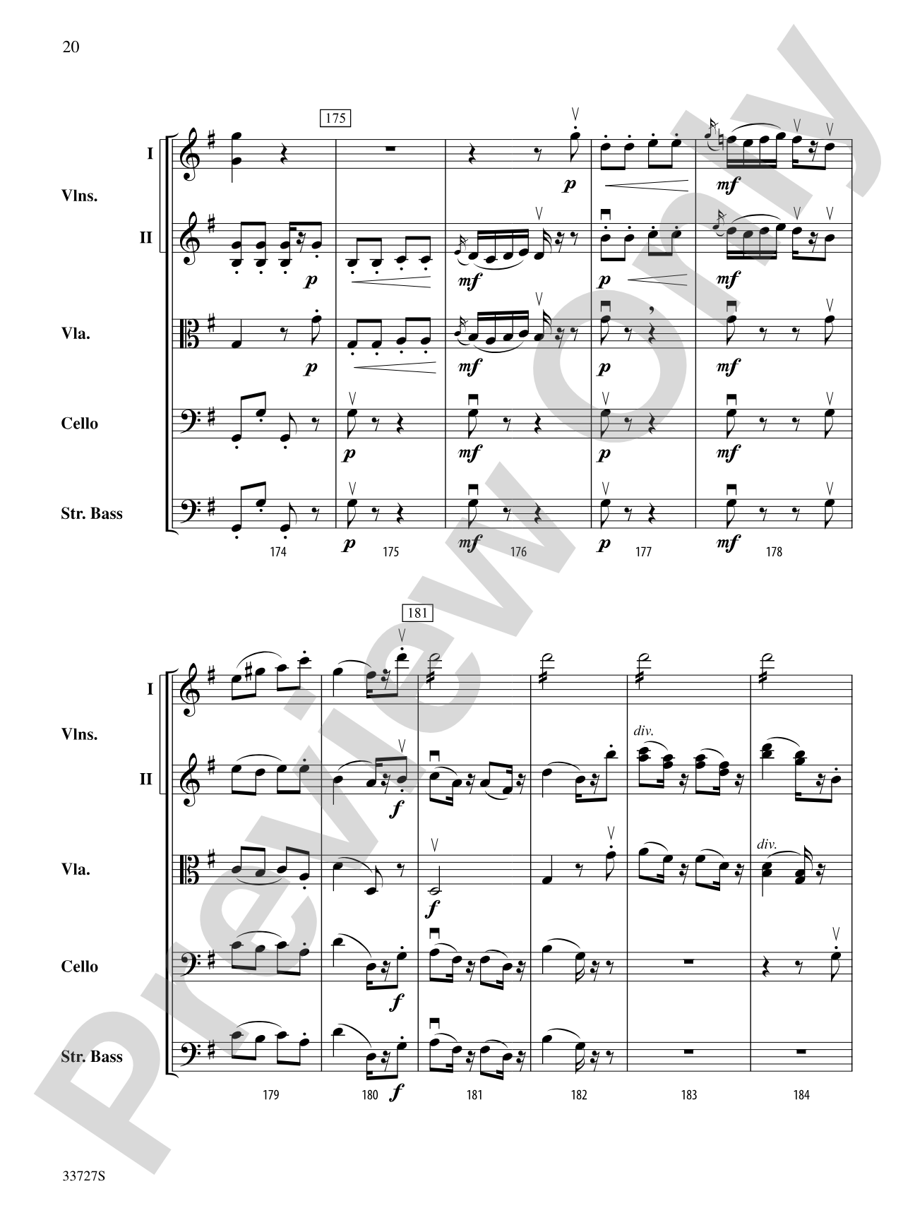 Allegretto (from Symphony No. 82 "The Bear"): String Orchestra Conductor Score & Parts
