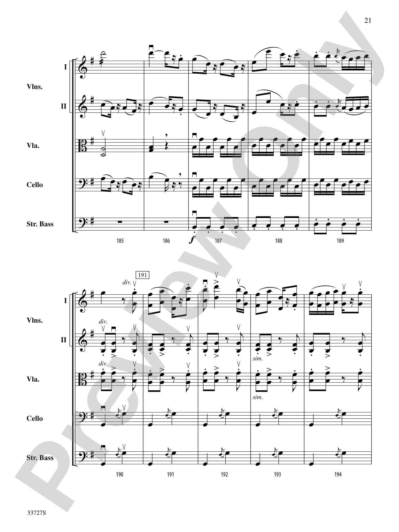 Allegretto (from Symphony No. 82 "The Bear"): String Orchestra Conductor Score & Parts