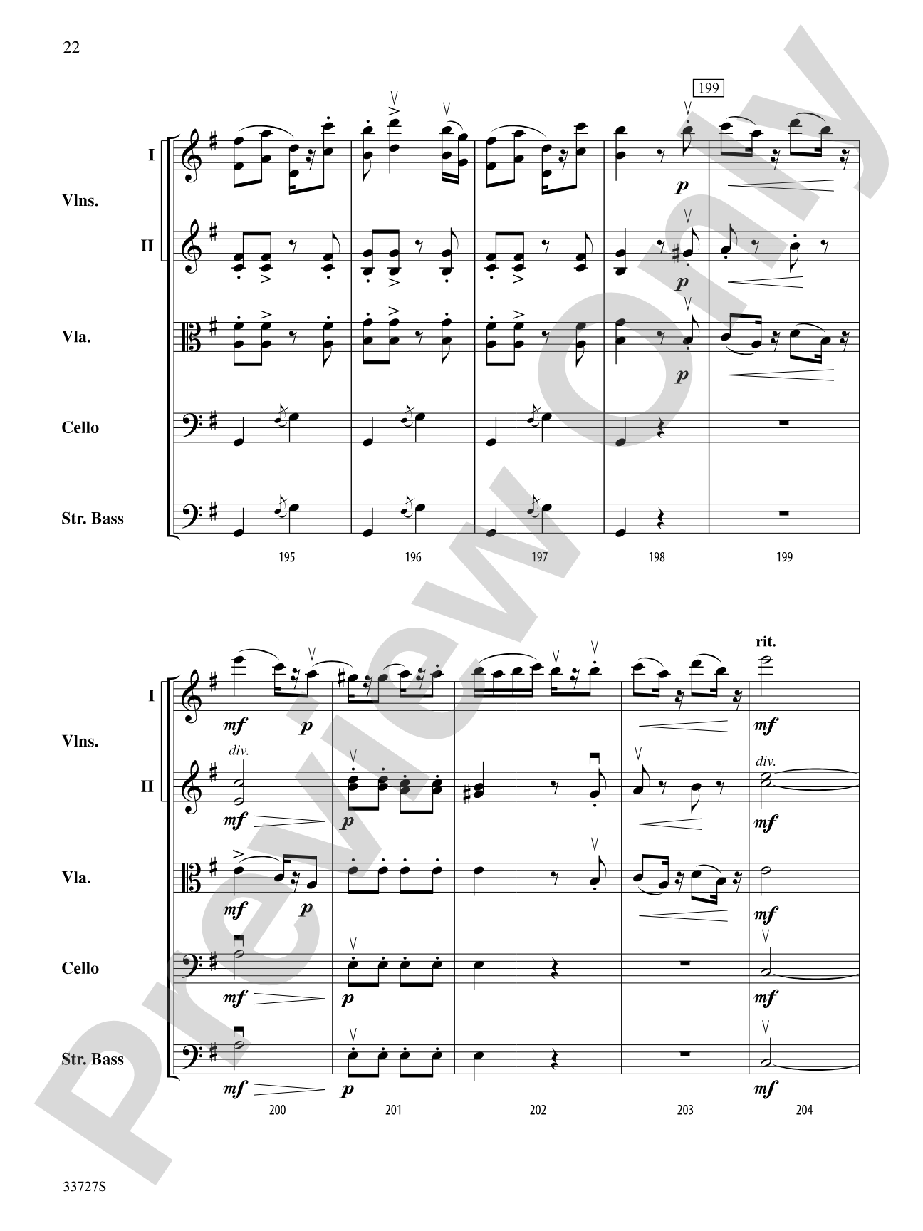 Allegretto (from Symphony No. 82 "The Bear"): String Orchestra Conductor Score & Parts
