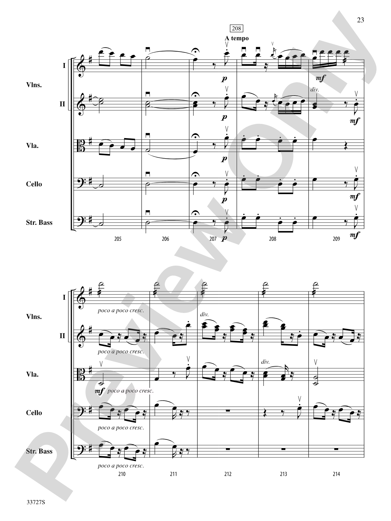 Allegretto (from Symphony No. 82 "The Bear"): String Orchestra Conductor Score & Parts
