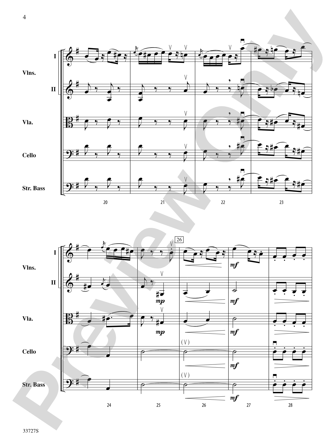 Allegretto (from Symphony No. 82 "The Bear"): String Orchestra Conductor Score & Parts
