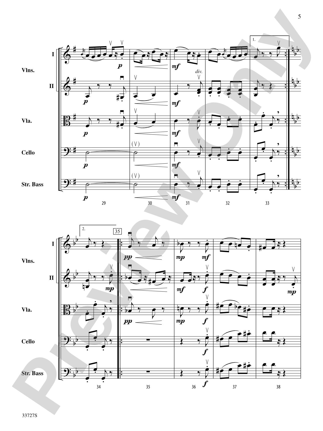 Allegretto (from Symphony No. 82 "The Bear"): String Orchestra Conductor Score & Parts