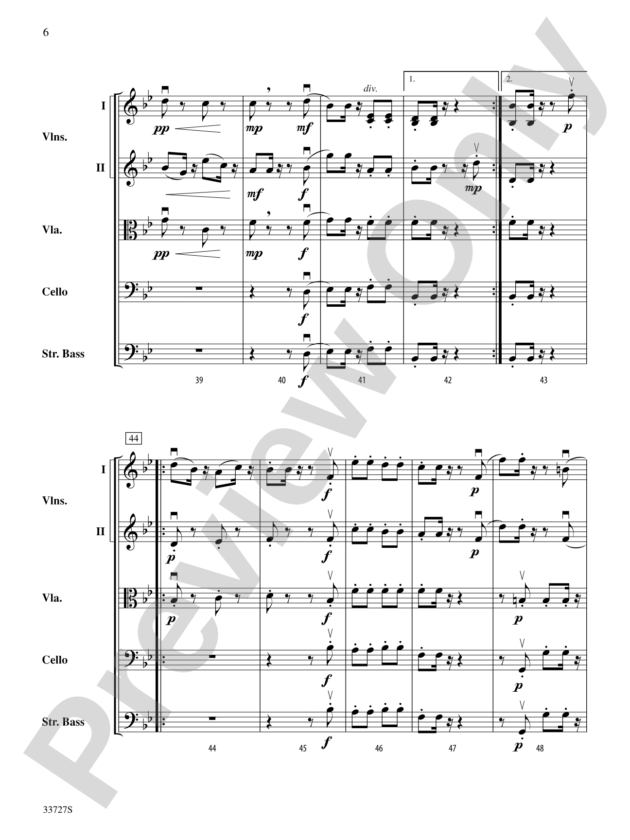 Allegretto (from Symphony No. 82 "The Bear"): String Orchestra Conductor Score & Parts