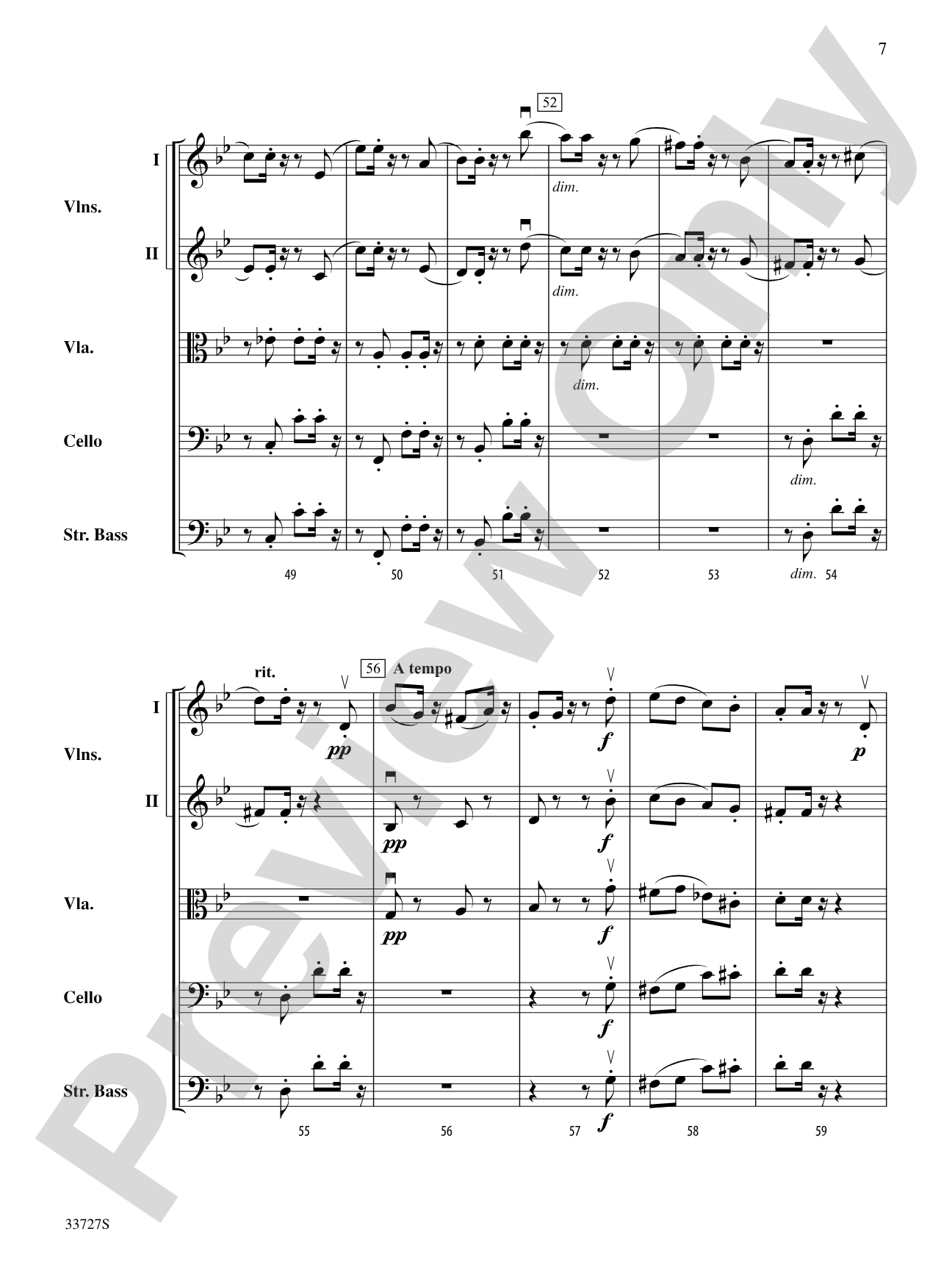 Allegretto (from Symphony No. 82 "The Bear"): String Orchestra Conductor Score & Parts