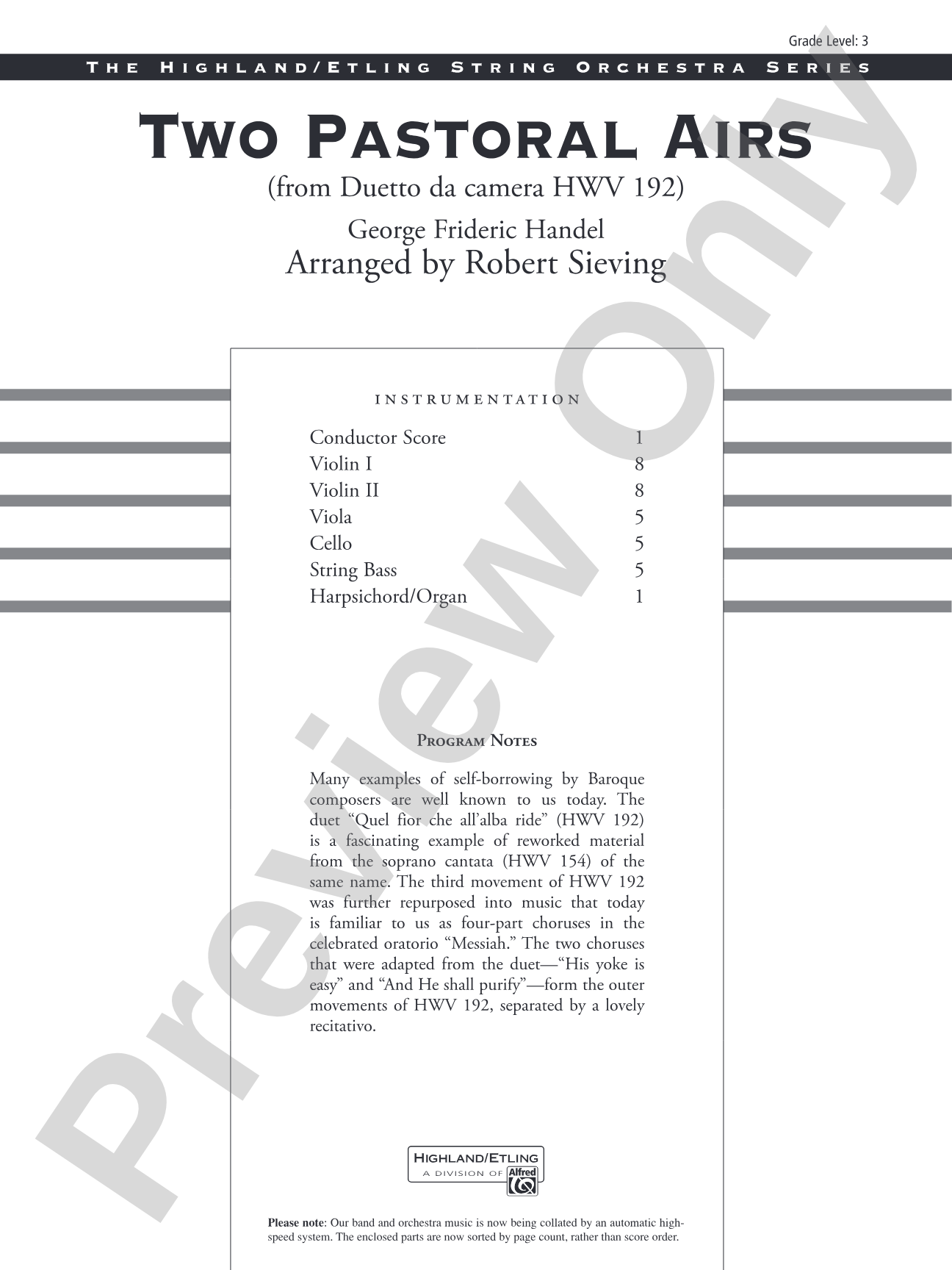 Two Pastoral Airs: String Orchestra Conductor Score & Parts