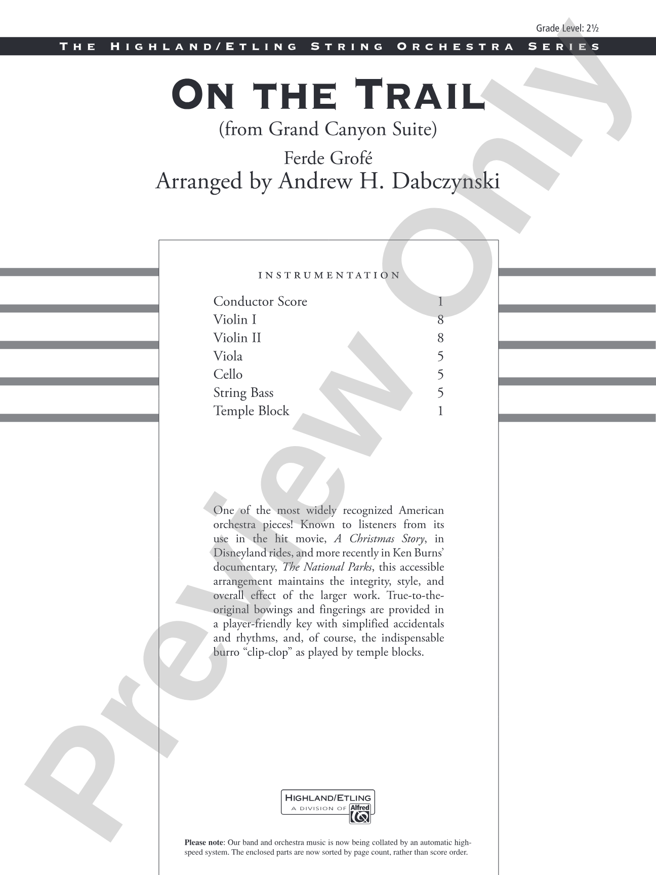 On the Trail: String Orchestra Conductor Score & Parts