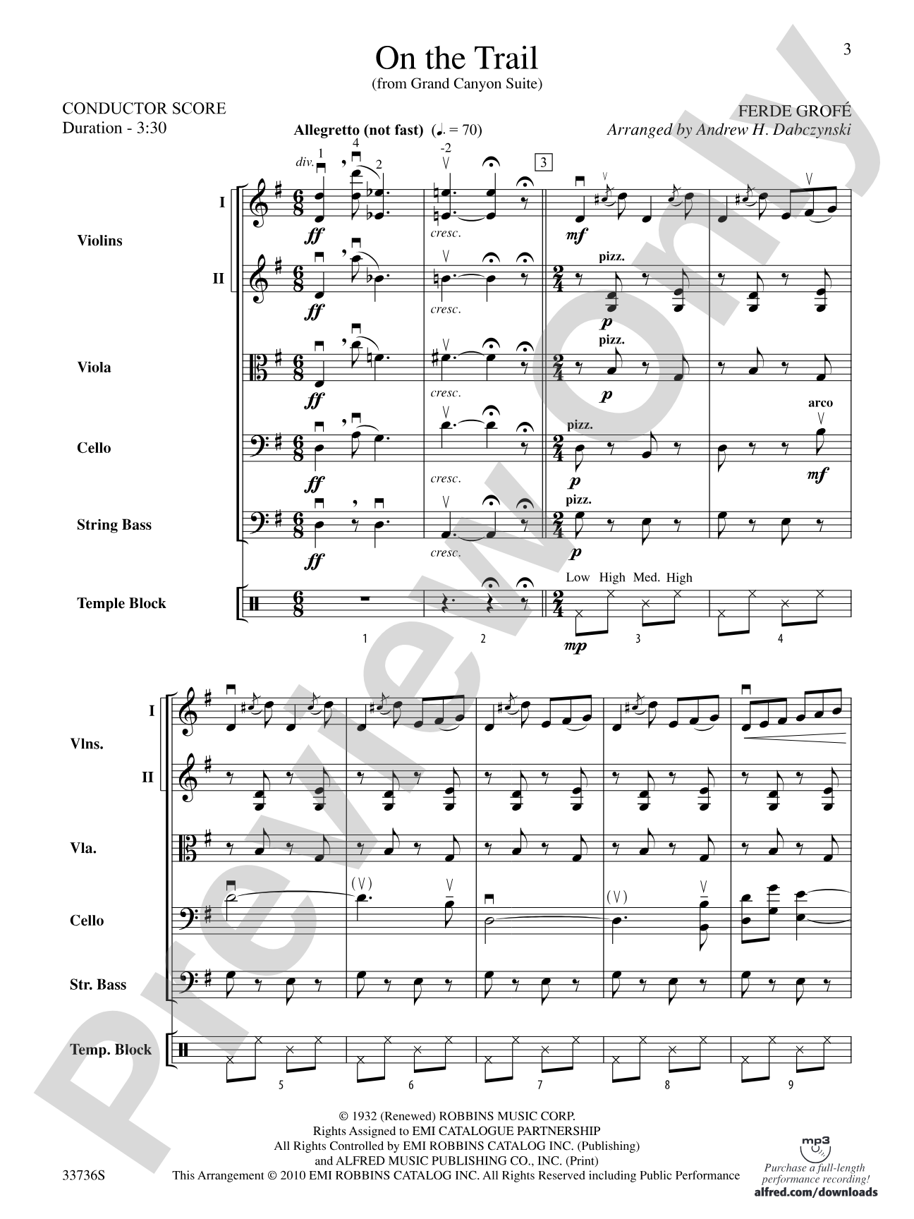 On the Trail: String Orchestra Conductor Score & Parts