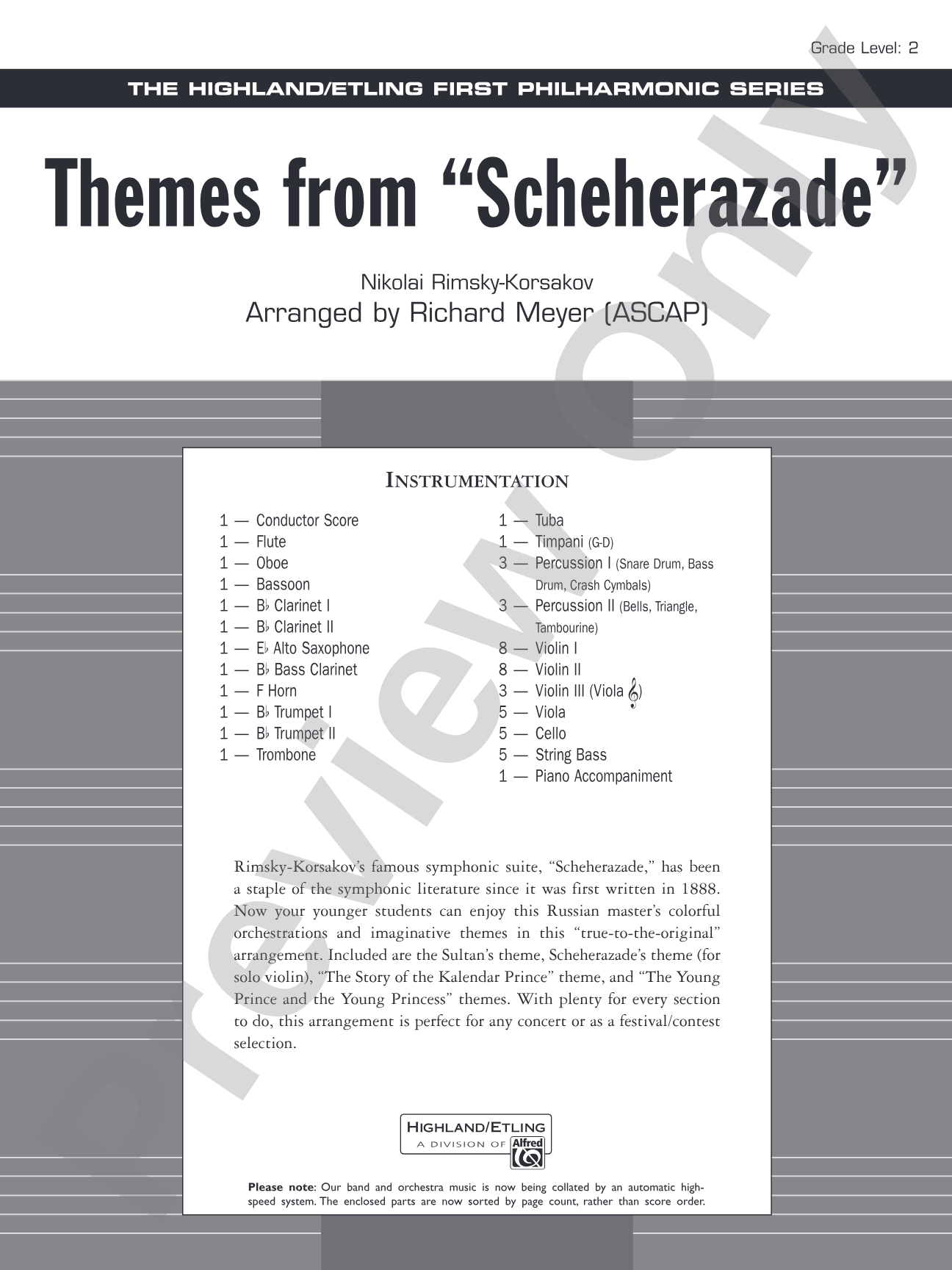 Themes from Scheherazade: Full Orchestra Conductor Score & Parts