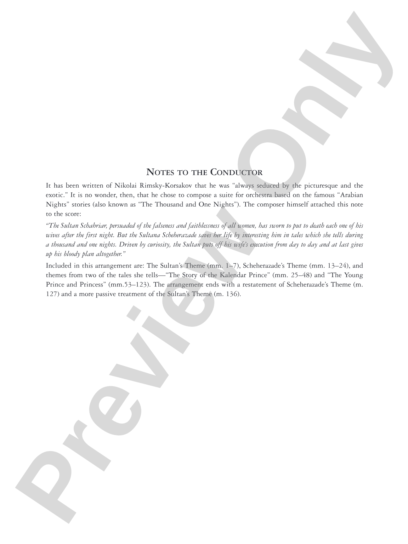 Themes from Scheherazade: Full Orchestra Conductor Score & Parts