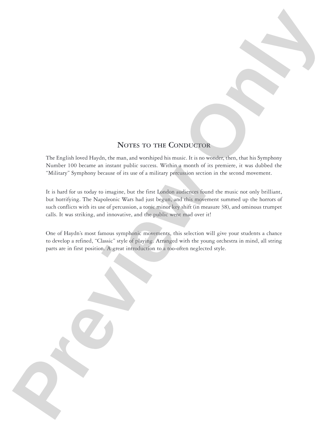 "Military" Symphony: Full Orchestra Conductor Score & Parts