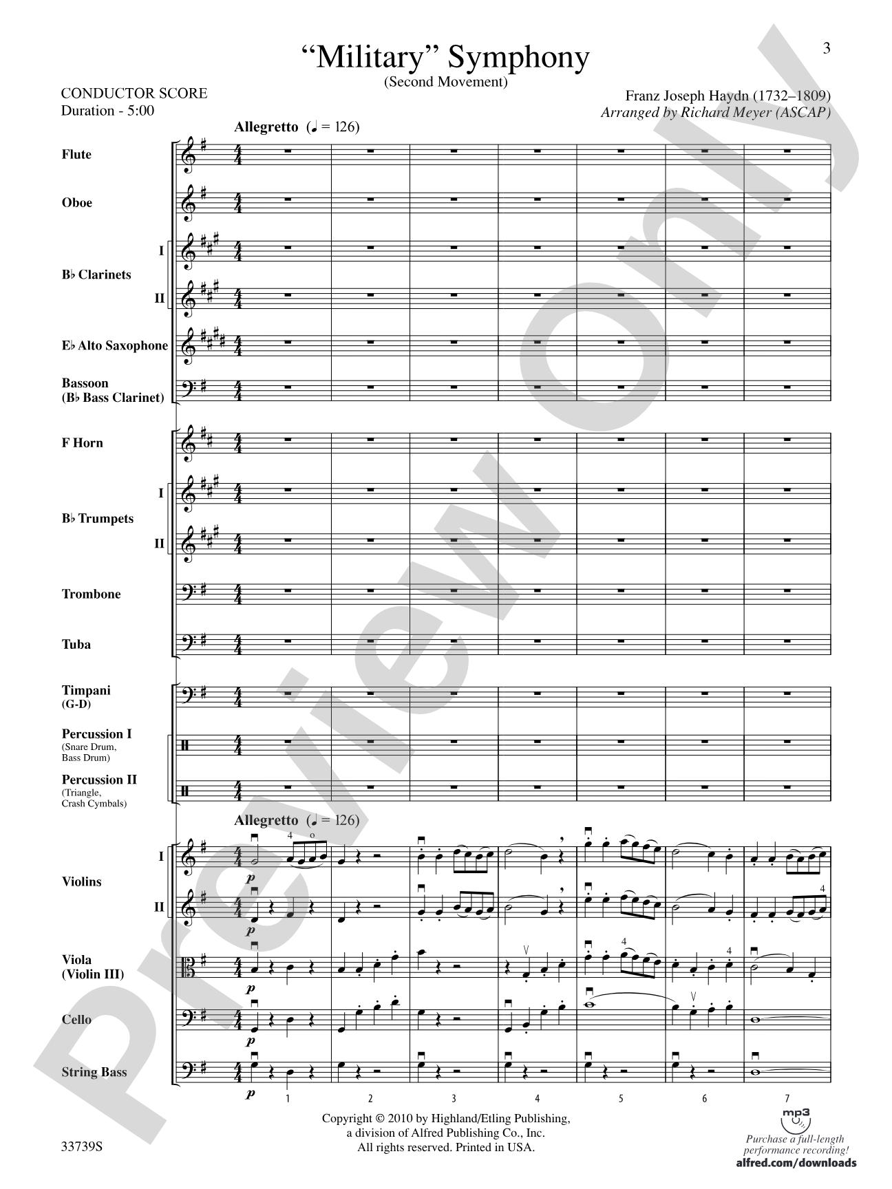 "Military" Symphony: Full Orchestra Conductor Score & Parts