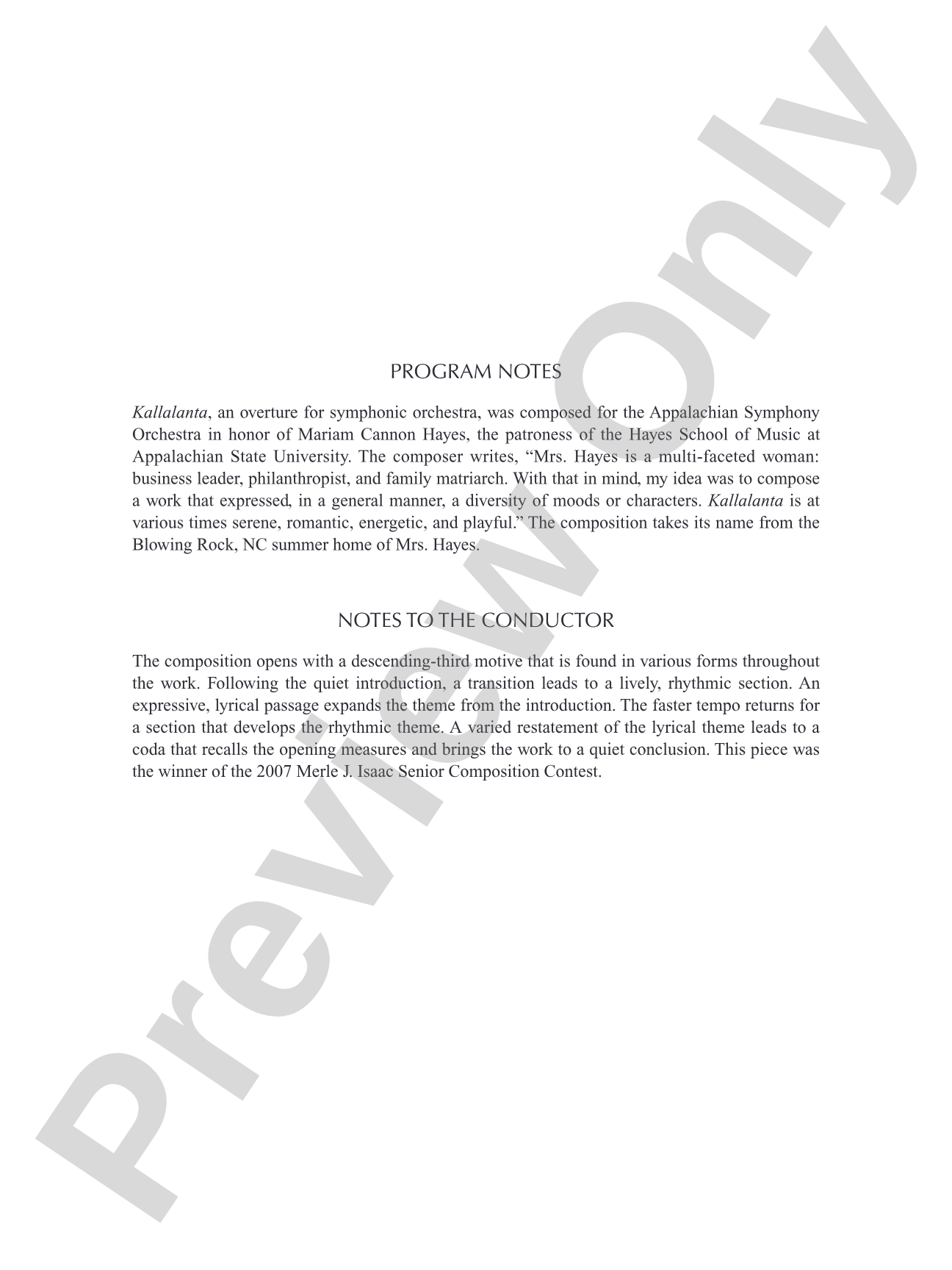 Kallalanta: Full Orchestra Conductor Score & Parts