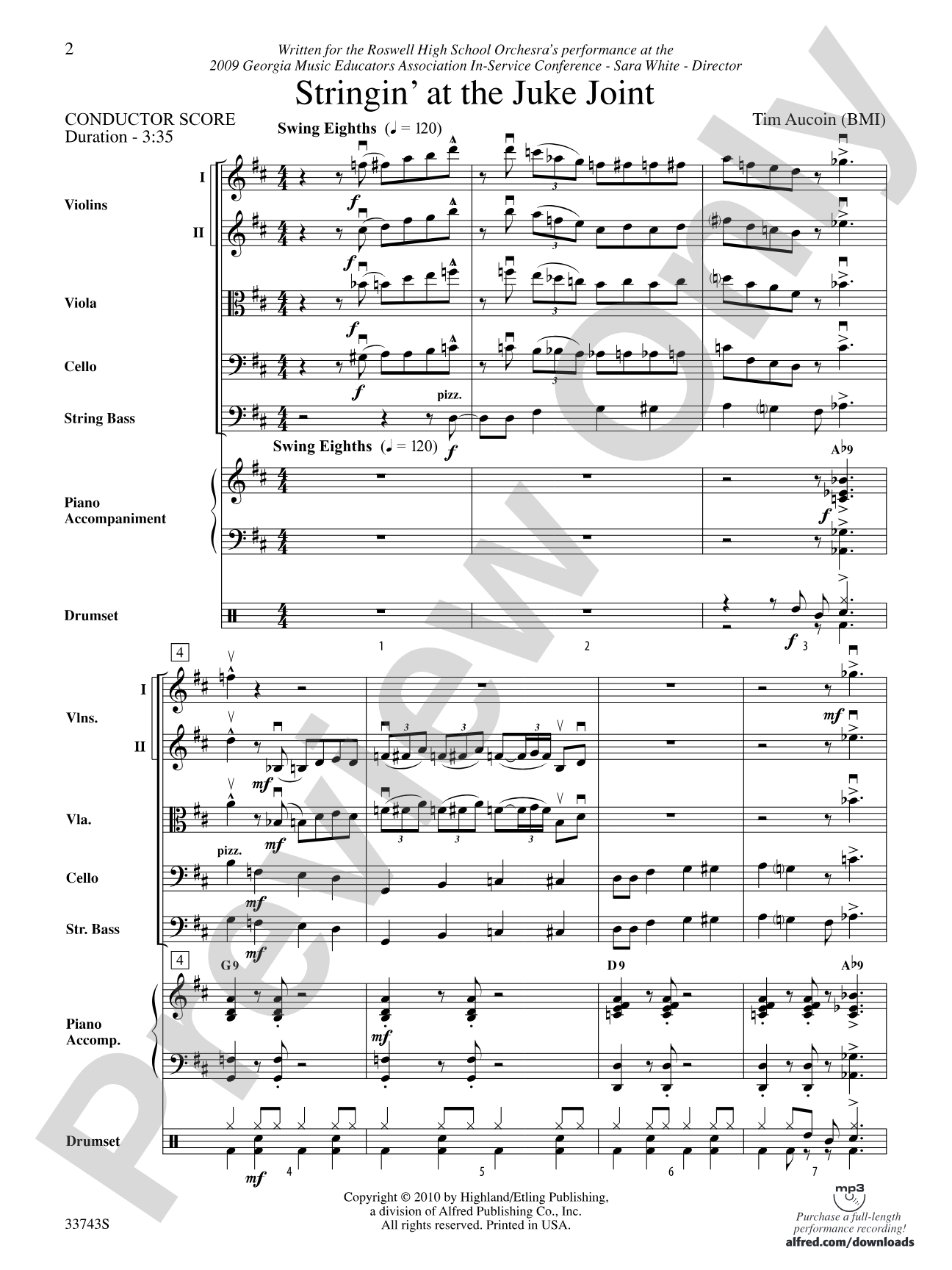Stringin' at the Juke Joint: String Orchestra Conductor Score & Parts