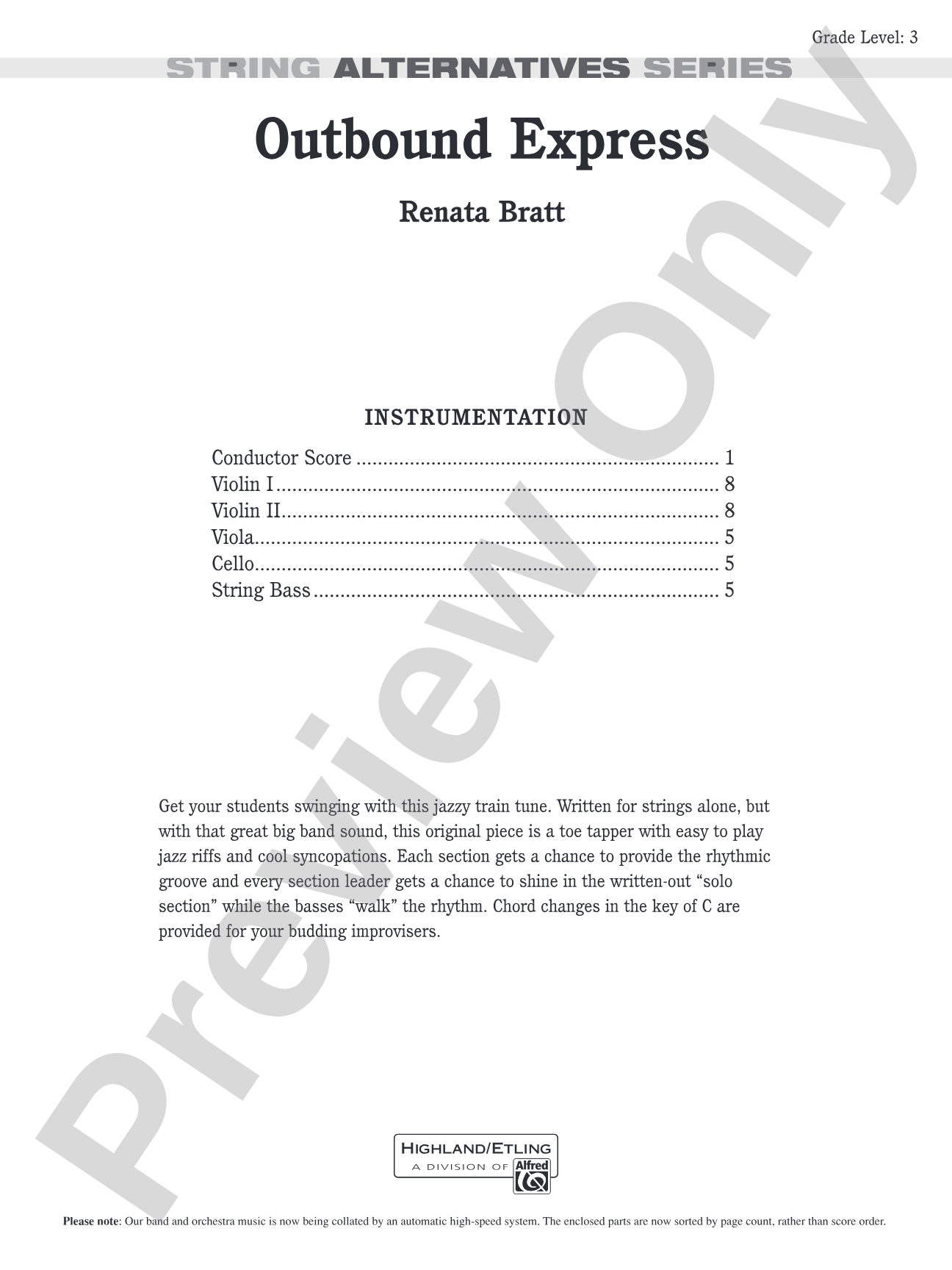 Outbound Express: String Orchestra Conductor Score & Parts