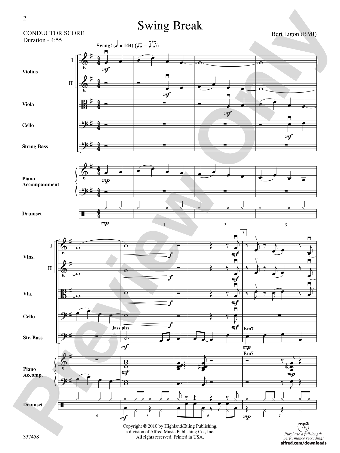 Swing Break: String Orchestra Conductor Score & Parts