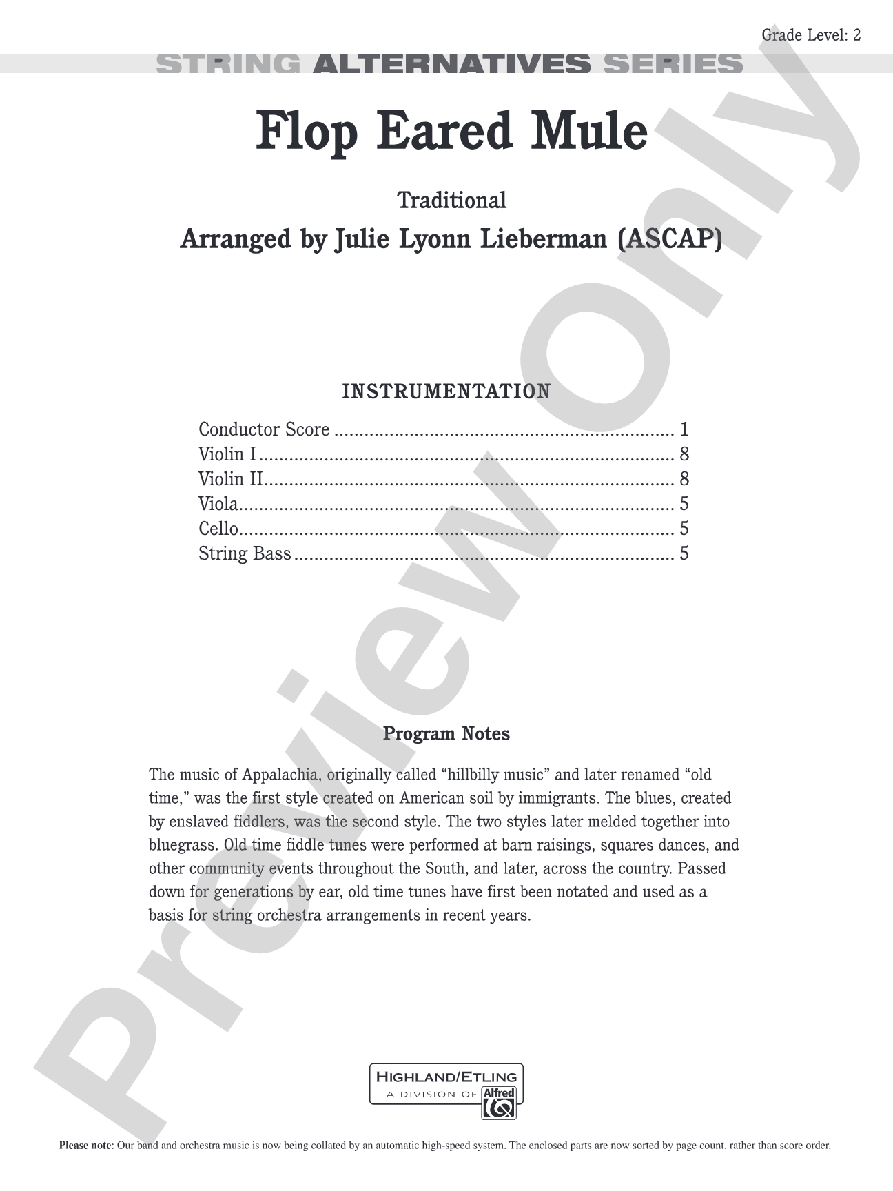 Flop Eared Mule: String Orchestra Conductor Score & Parts