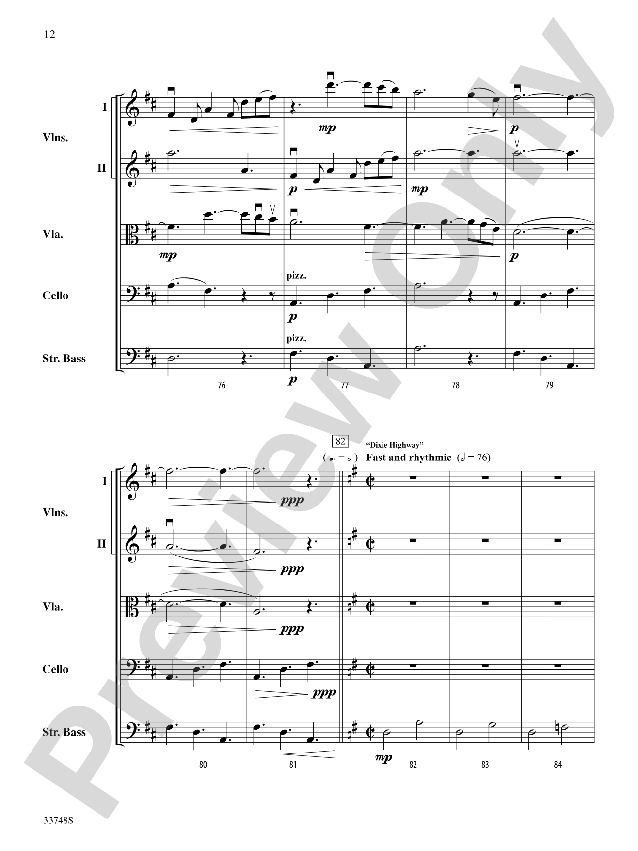 Dixie Highway: String Orchestra Conductor Score & Parts