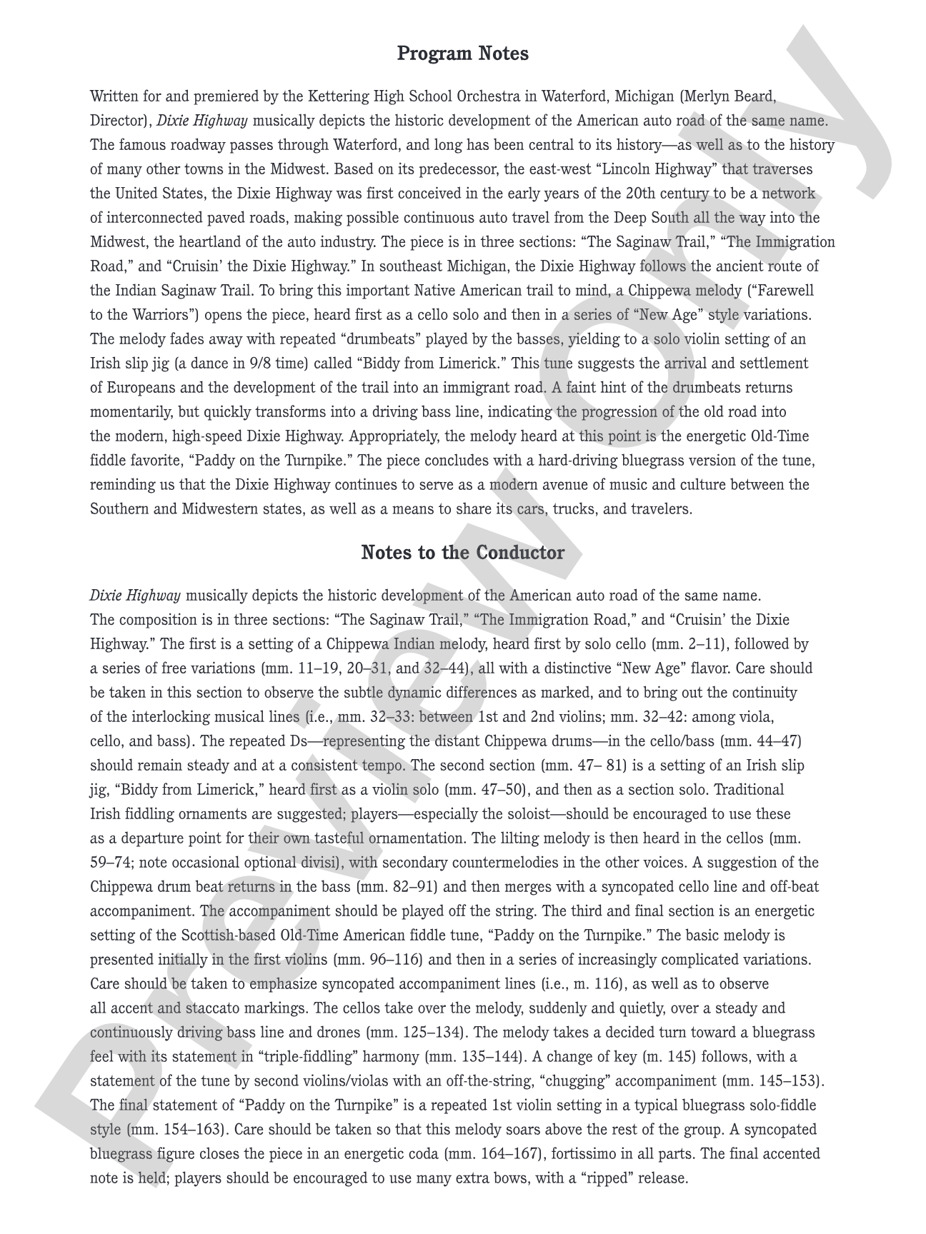 Dixie Highway: String Orchestra Conductor Score & Parts