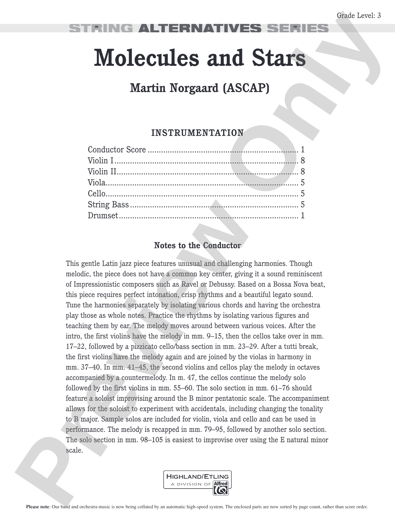 Molecules and Stars: String Orchestra Conductor Score & Parts