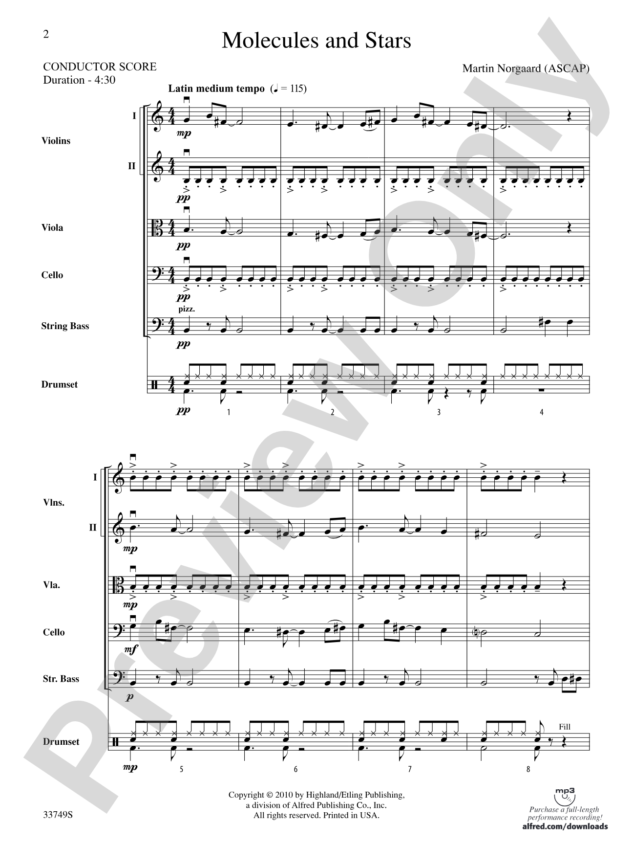 Molecules and Stars: String Orchestra Conductor Score & Parts