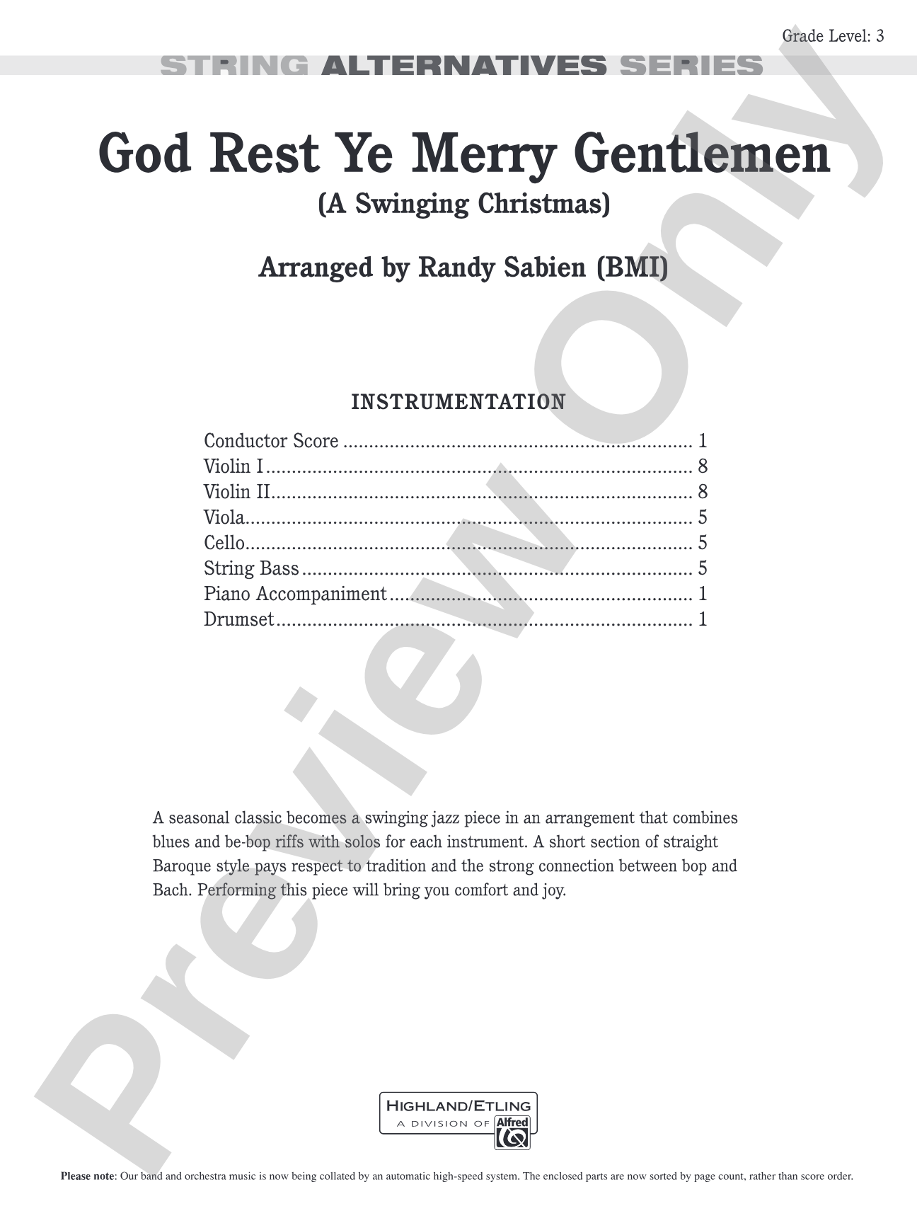God Rest Ye Merry Gentlemen: String Orchestra Conductor Score & Parts