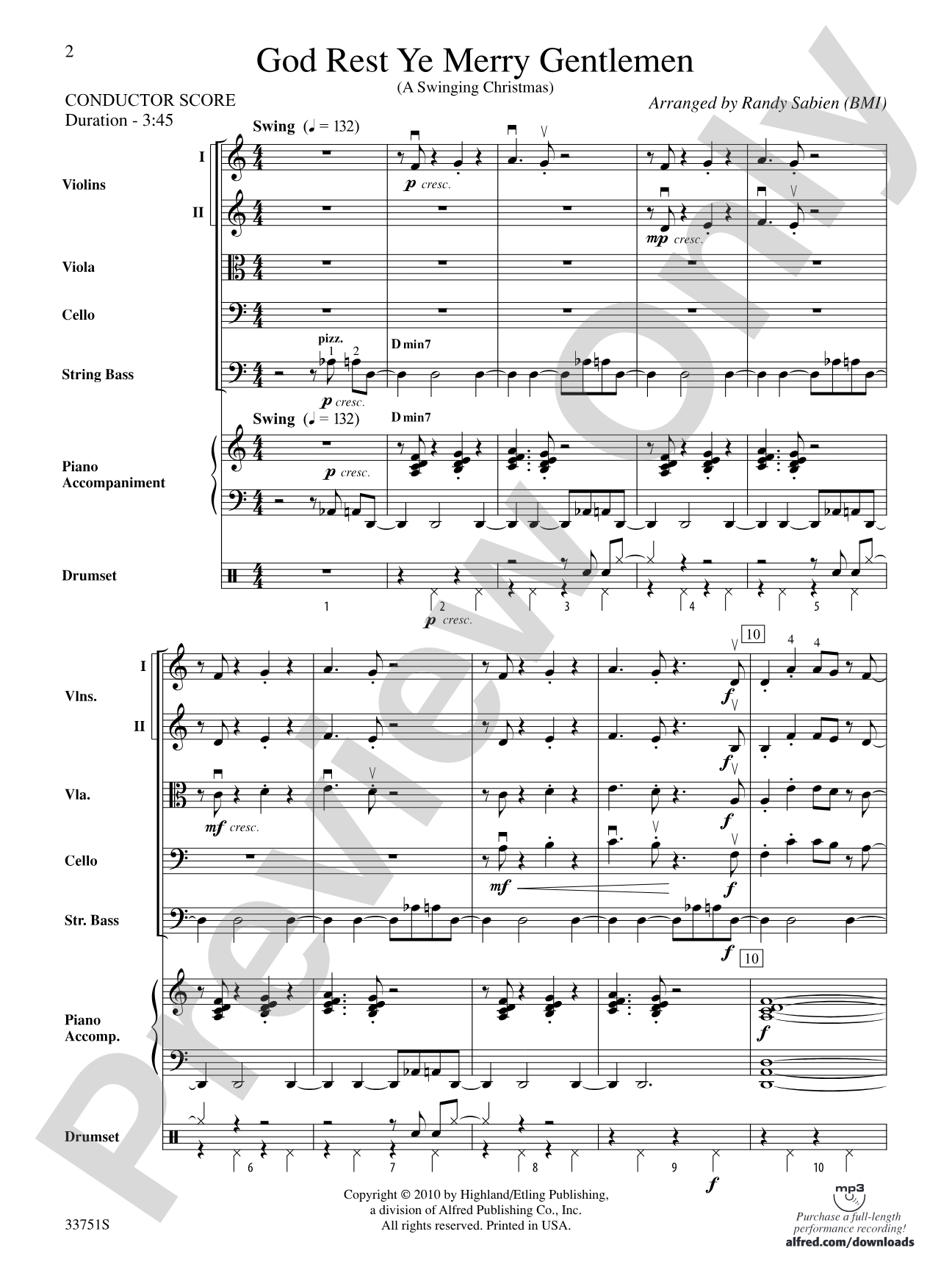God Rest Ye Merry Gentlemen: String Orchestra Conductor Score & Parts