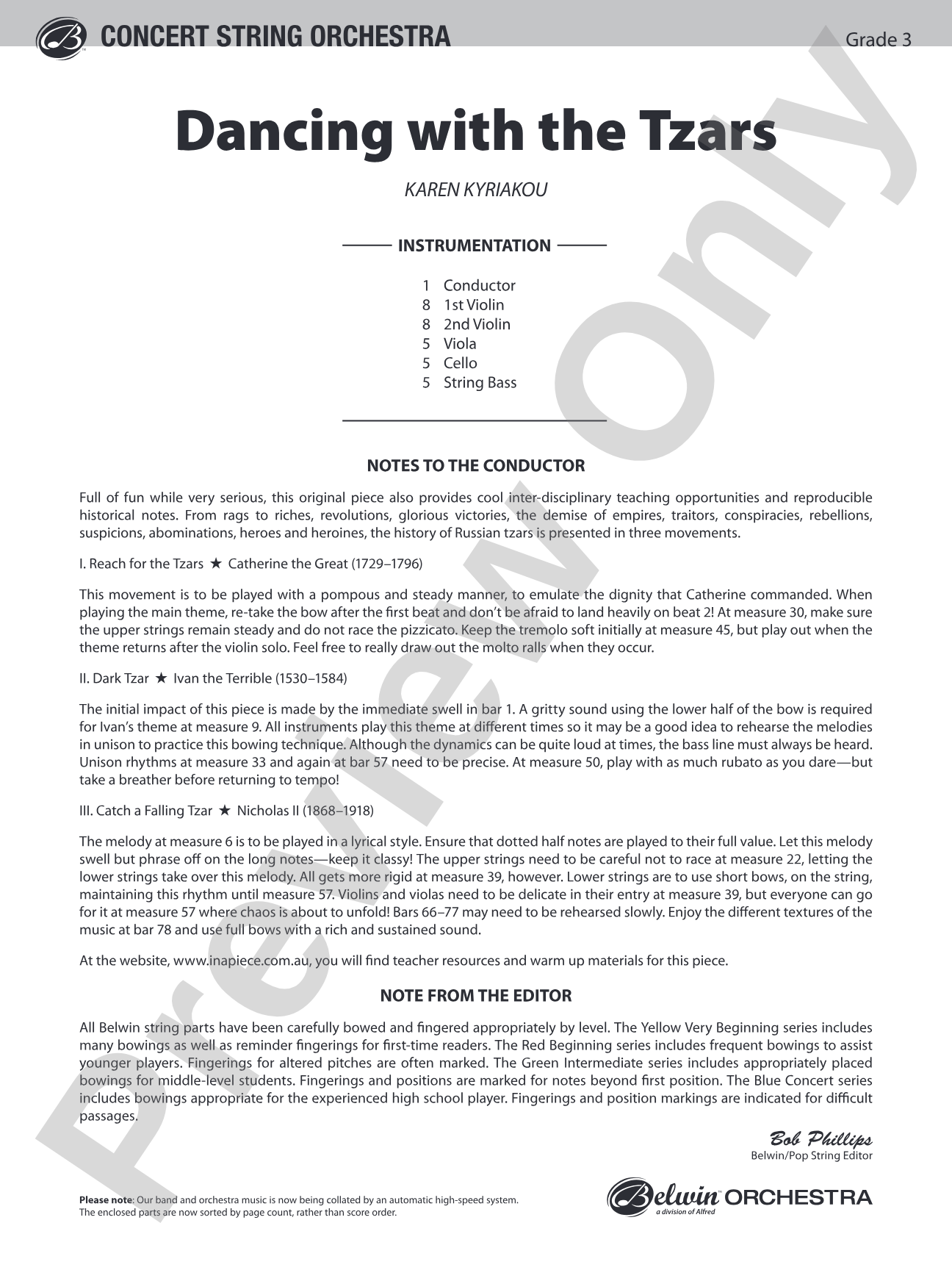 Dancing with the Tzars: String Orchestra Conductor Score & Parts