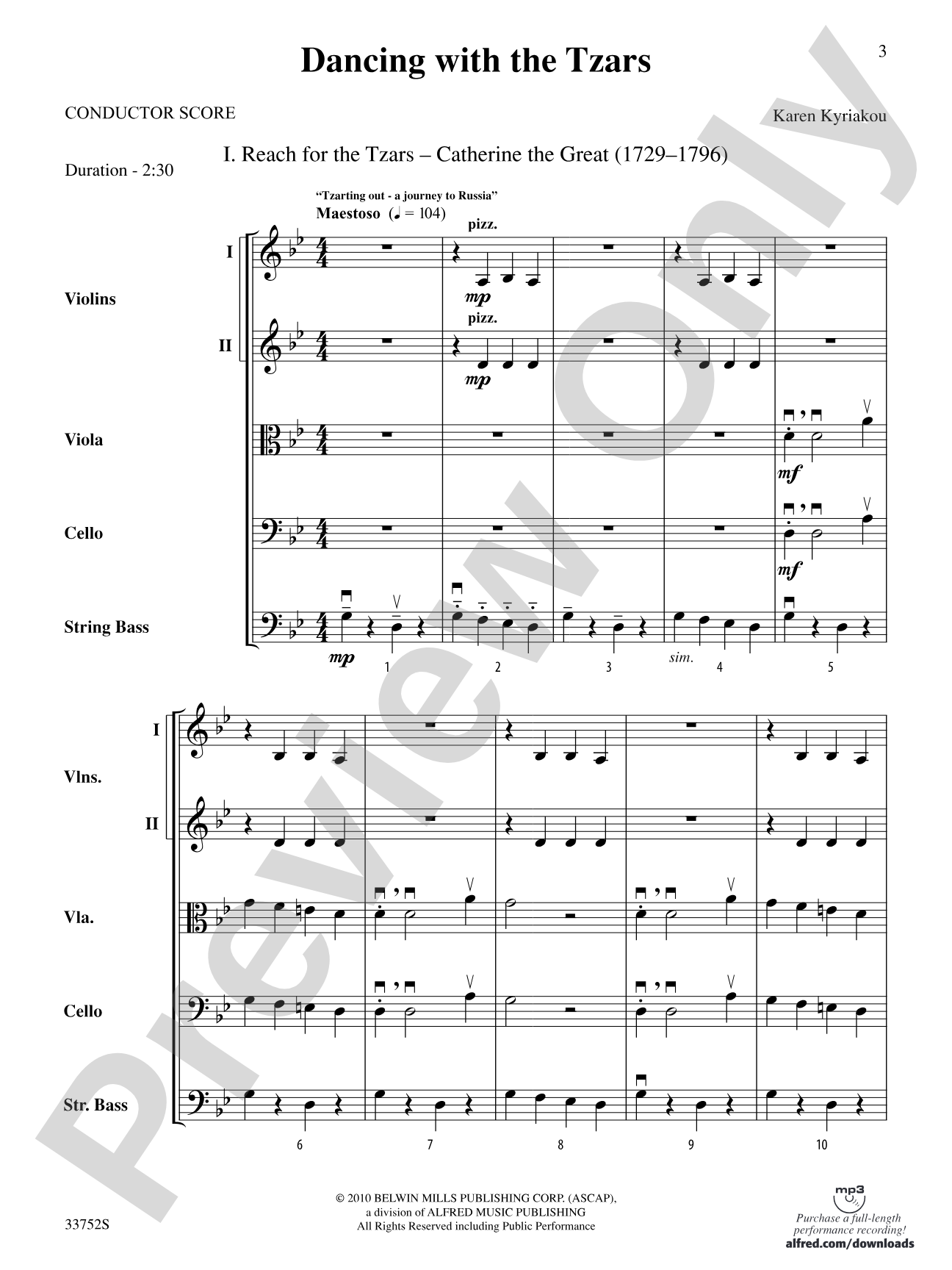 Dancing with the Tzars: String Orchestra Conductor Score & Parts