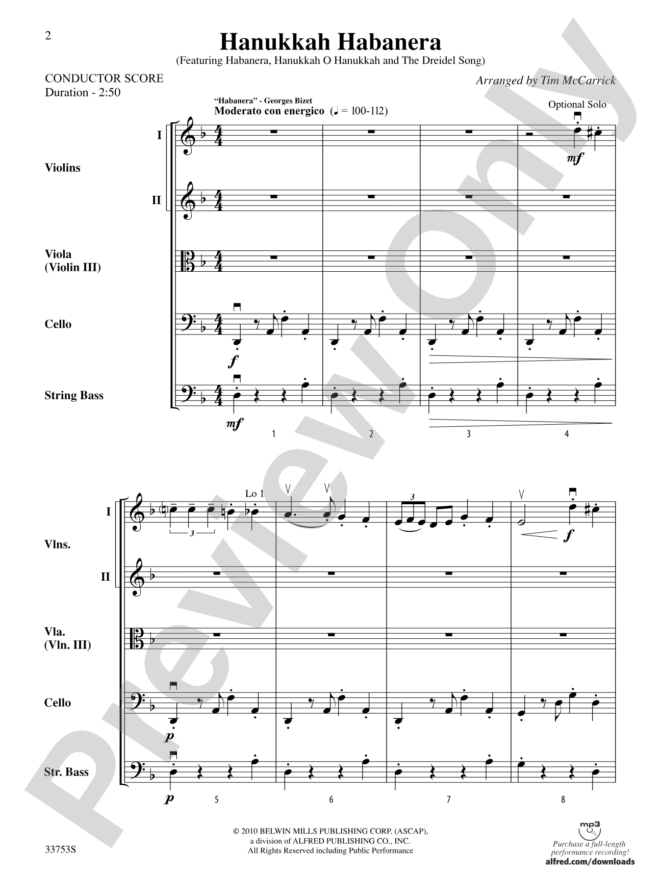 Hanukkah Habanera: String Orchestra Conductor Score & Parts