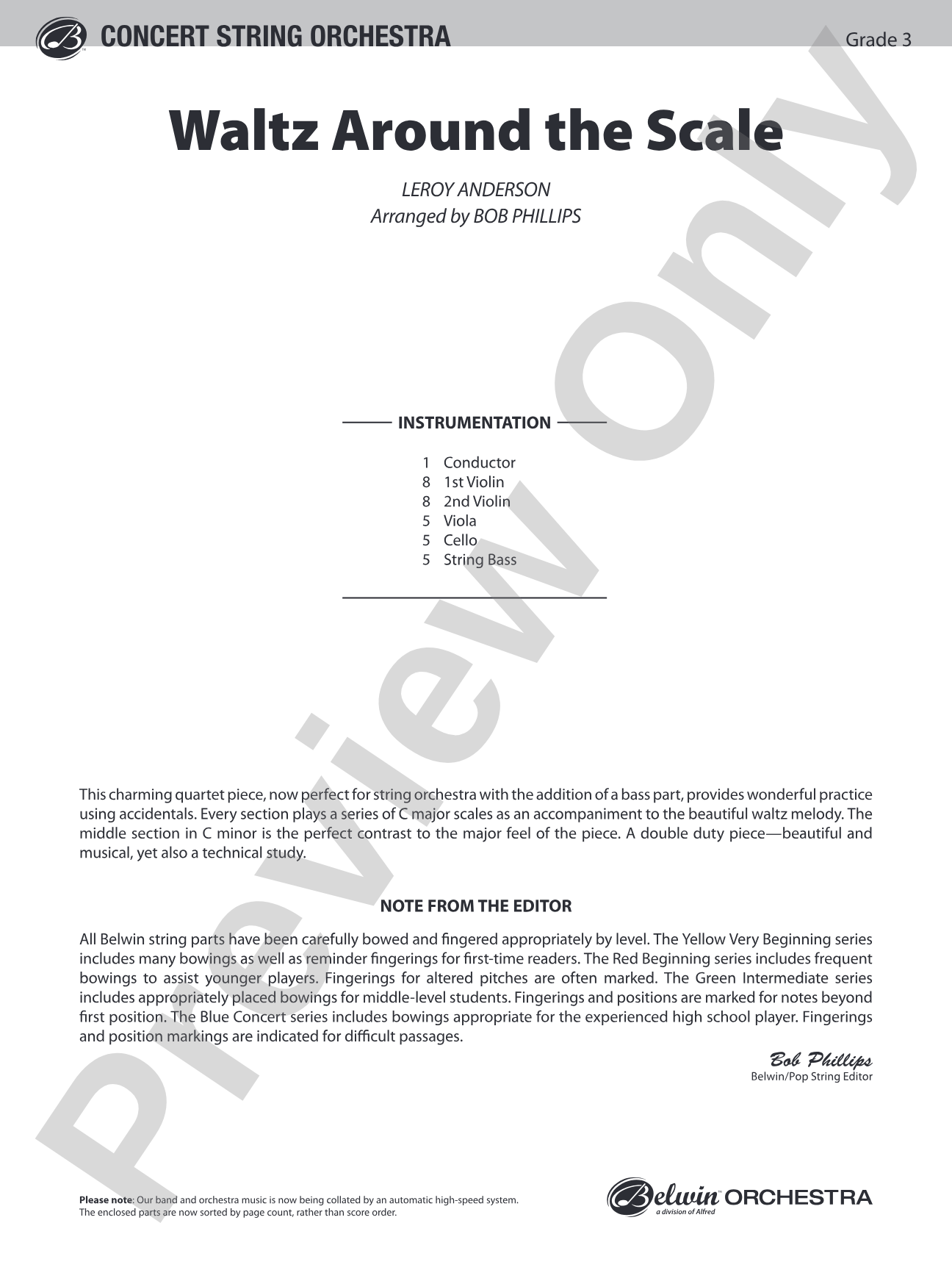 Waltz Around the Scale: String Orchestra Conductor Score & Parts