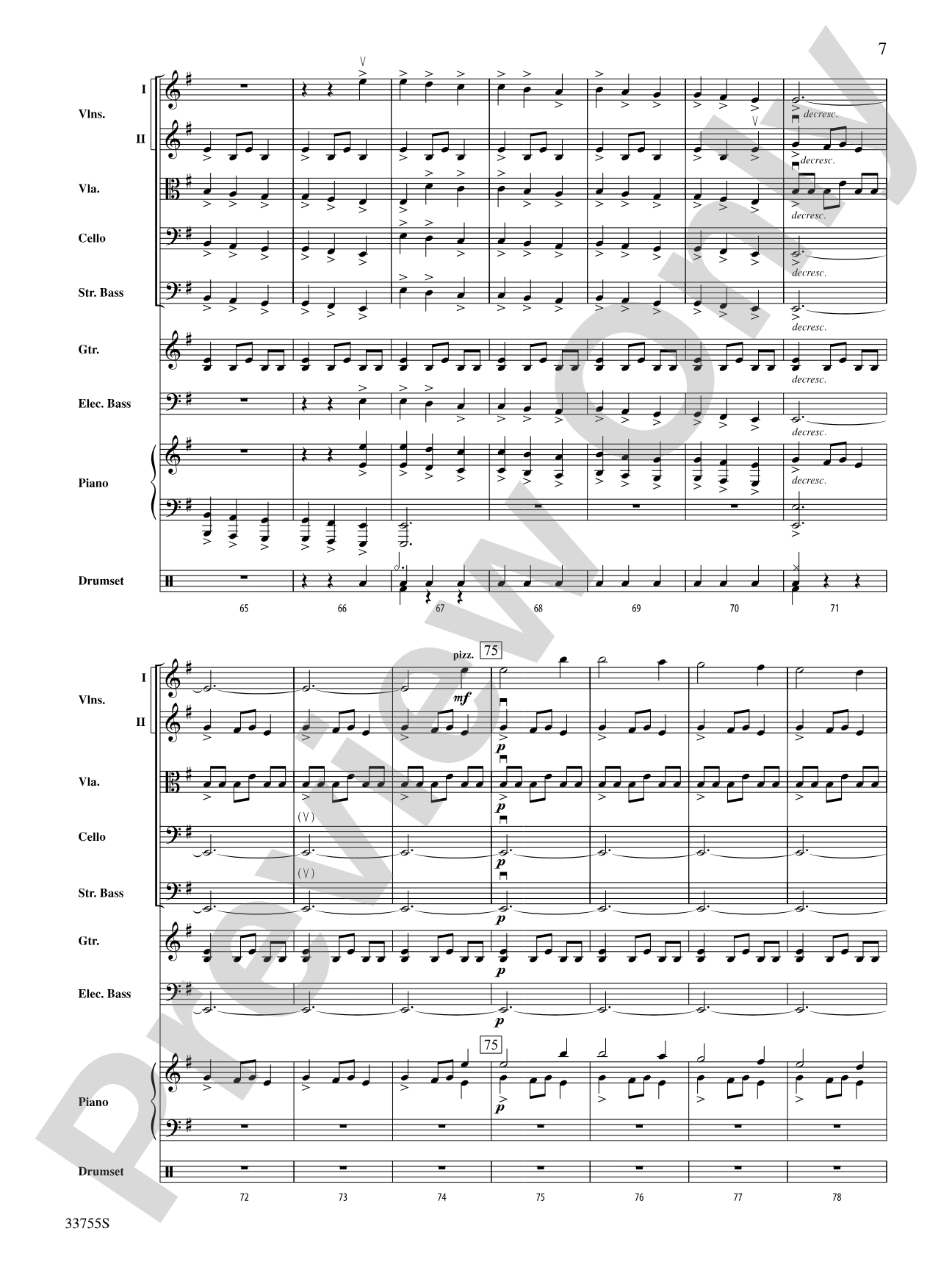 Christmas Eve/Sarajevo 12/24: String Orchestra Conductor Score & Parts