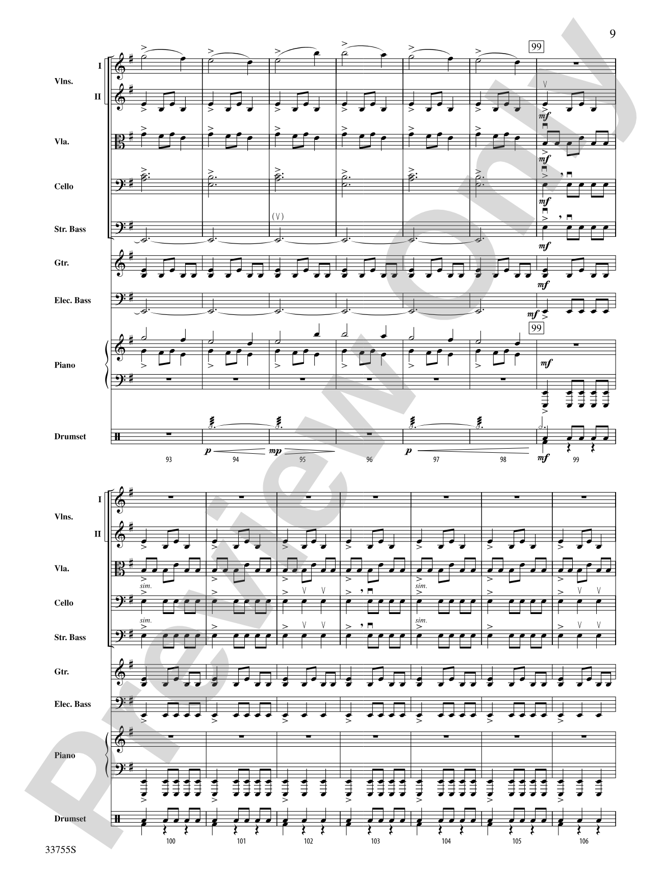 Christmas Eve/Sarajevo 12/24: String Orchestra Conductor Score & Parts