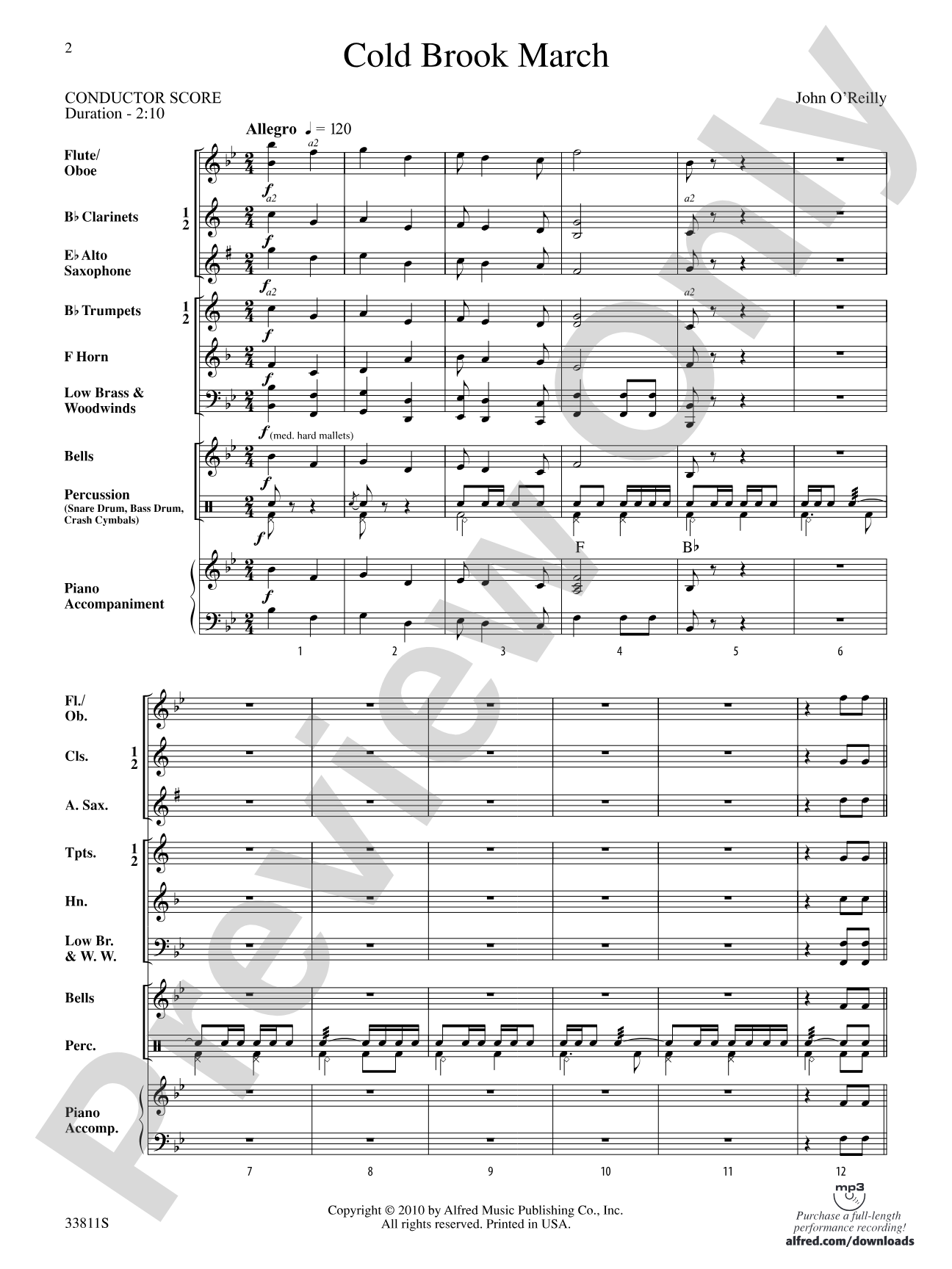 Cold Brook March: Concert Band Conductor Score & Parts