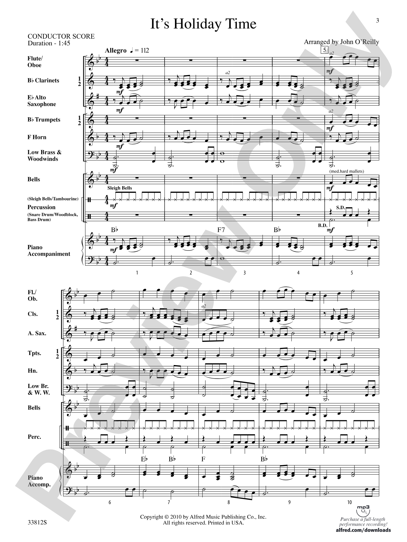 It's Holiday Time: Concert Band Conductor Score & Parts