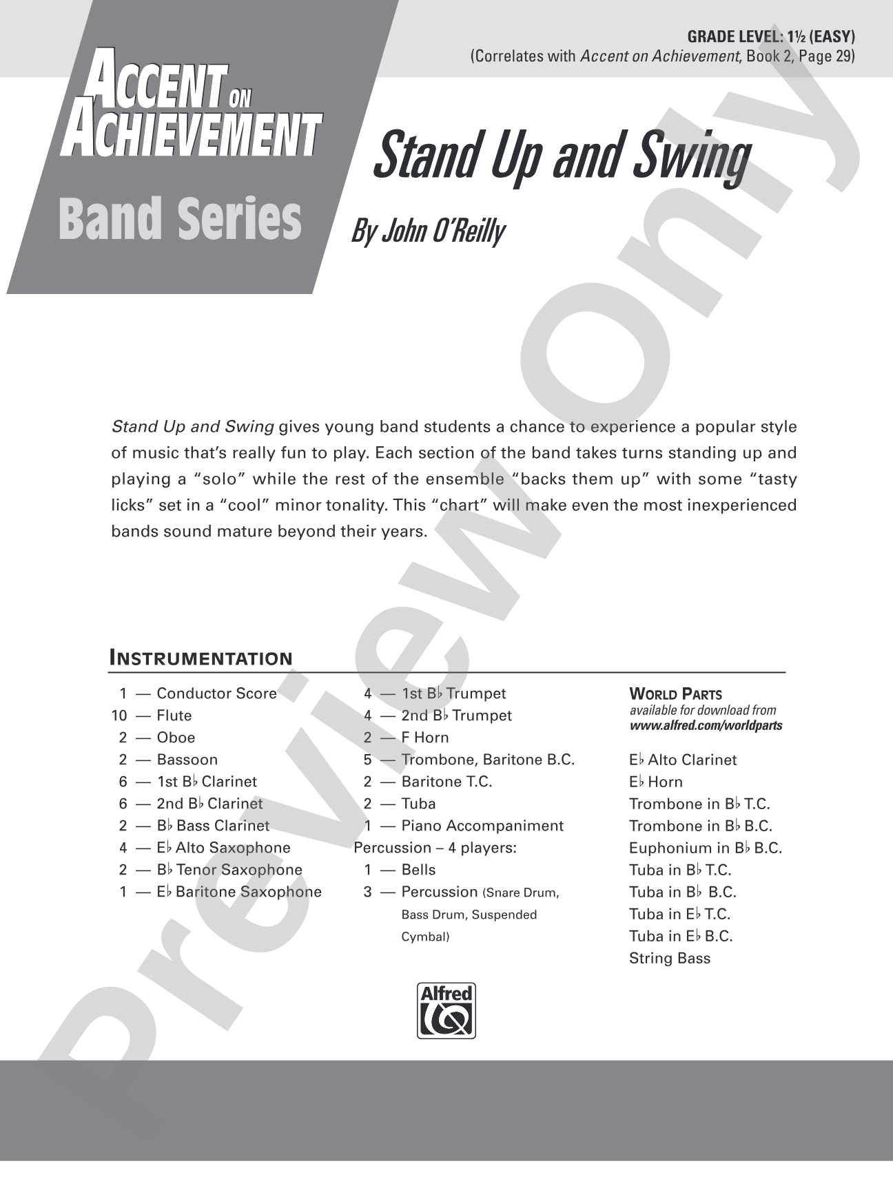 Stand Up and Swing: Concert Band Conductor Score & Parts