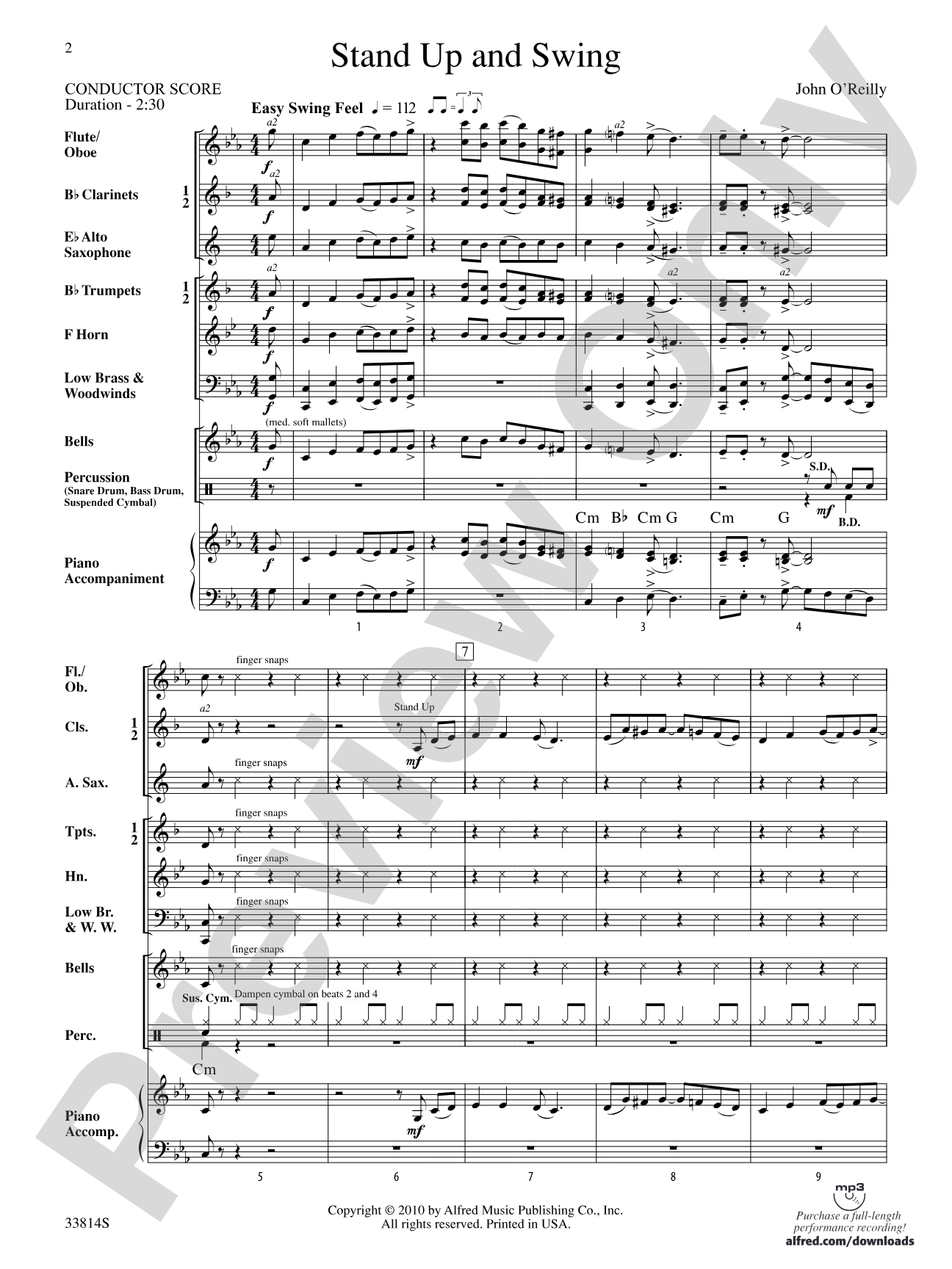 Stand Up and Swing: Concert Band Conductor Score & Parts