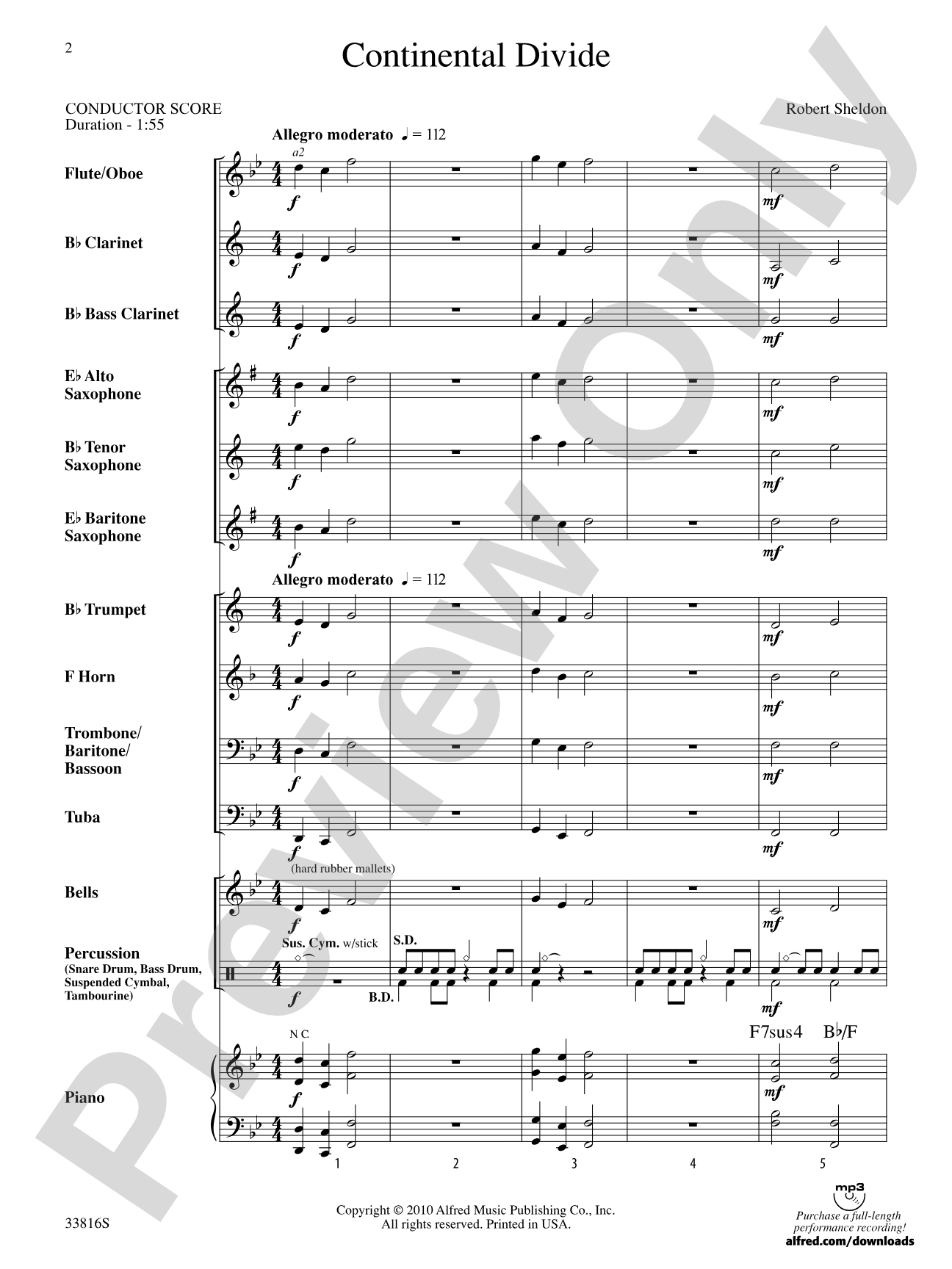 Continental Divide: Concert Band Conductor Score & Parts
