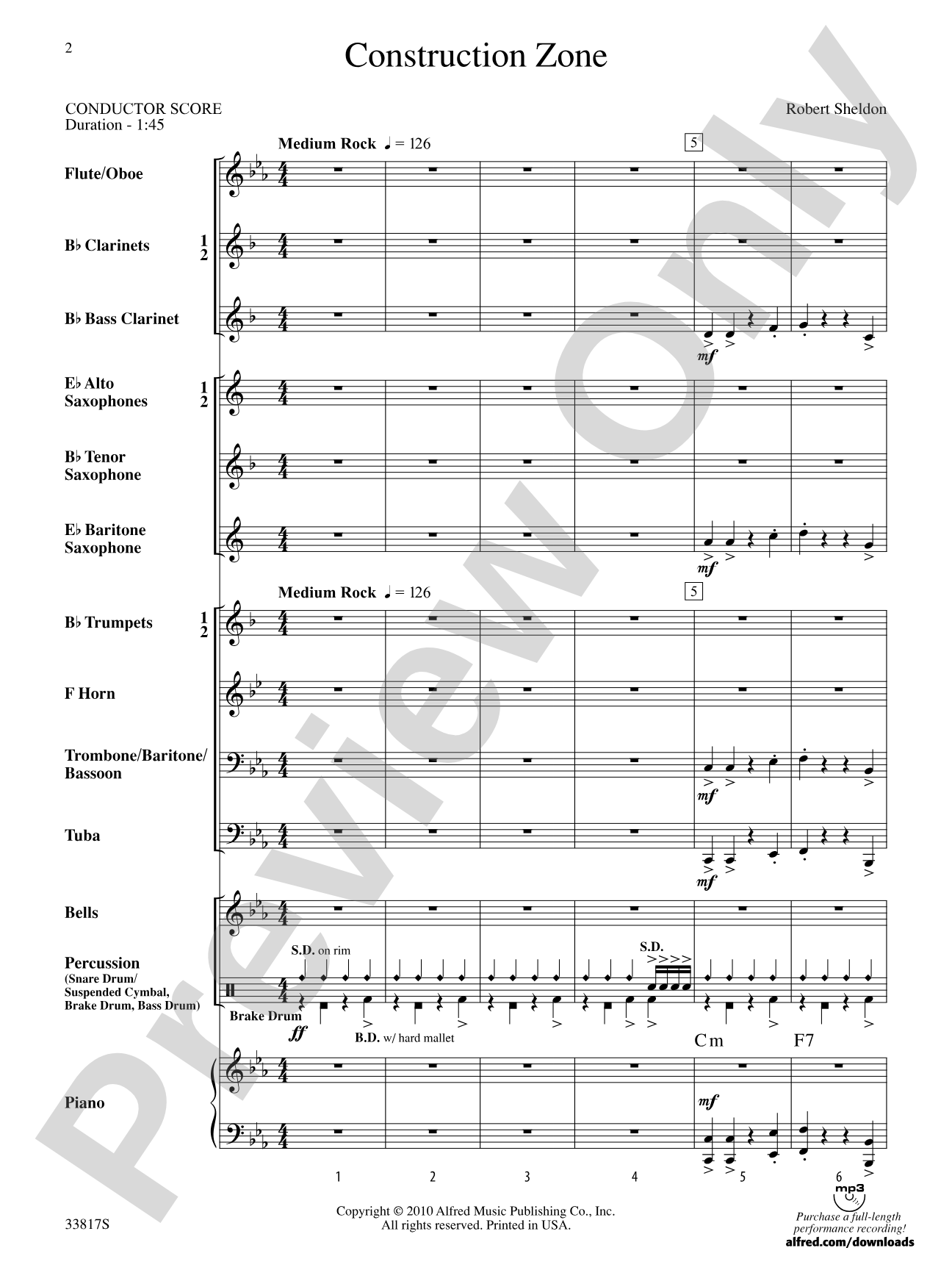 Construction Zone: Concert Band Conductor Score & Parts