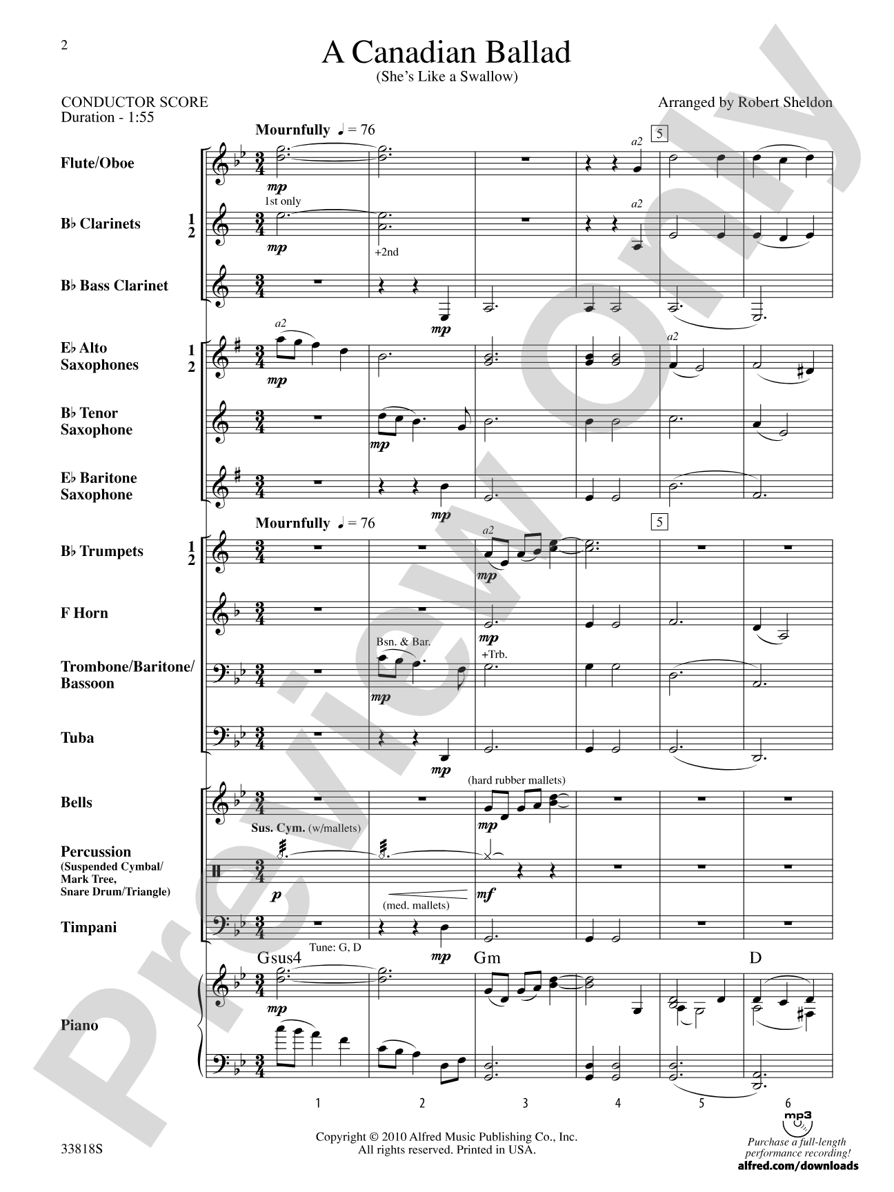 A Canadian Ballad: Concert Band Conductor Score & Parts