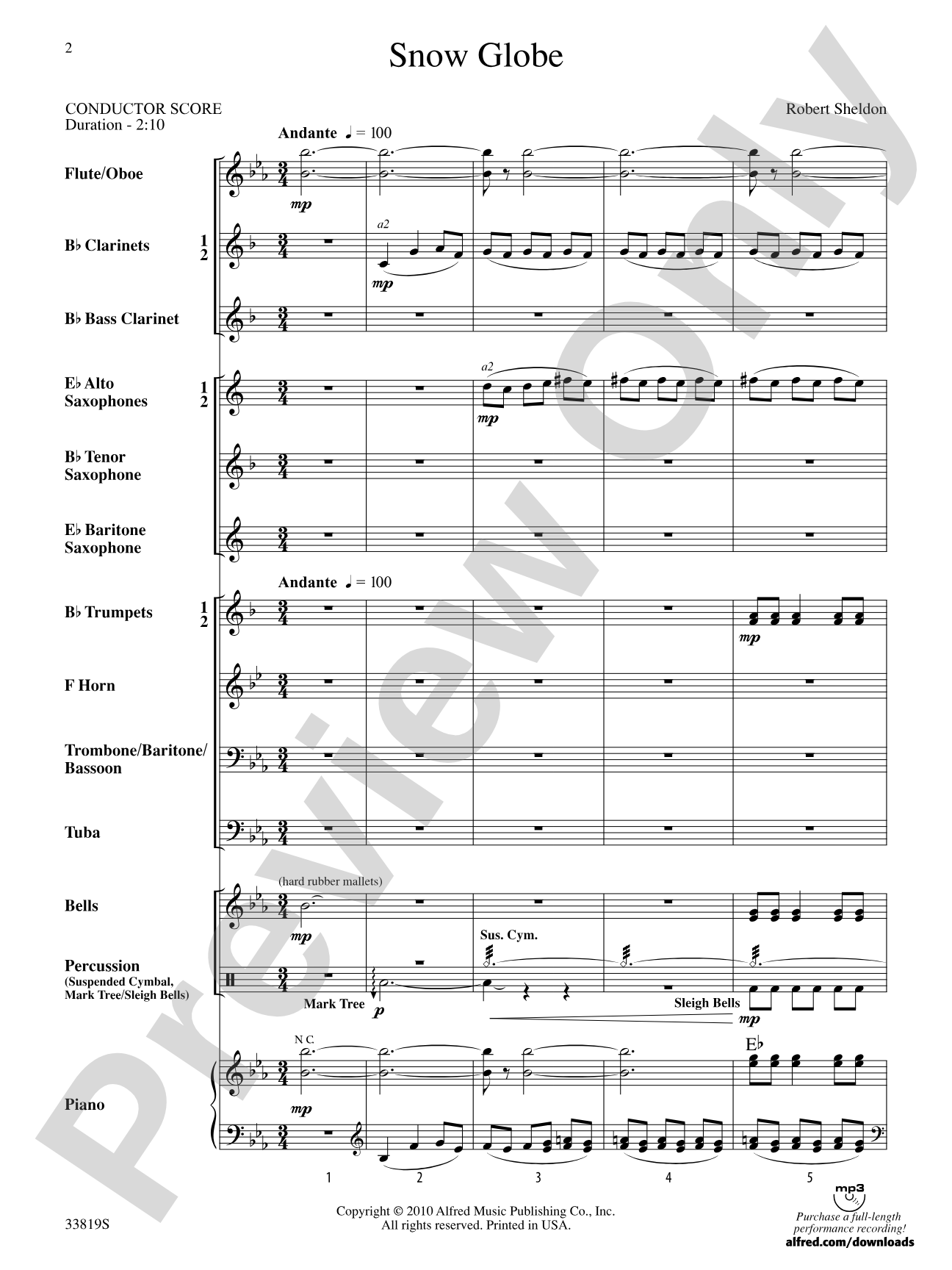 Snow Globe: Concert Band Conductor Score & Parts