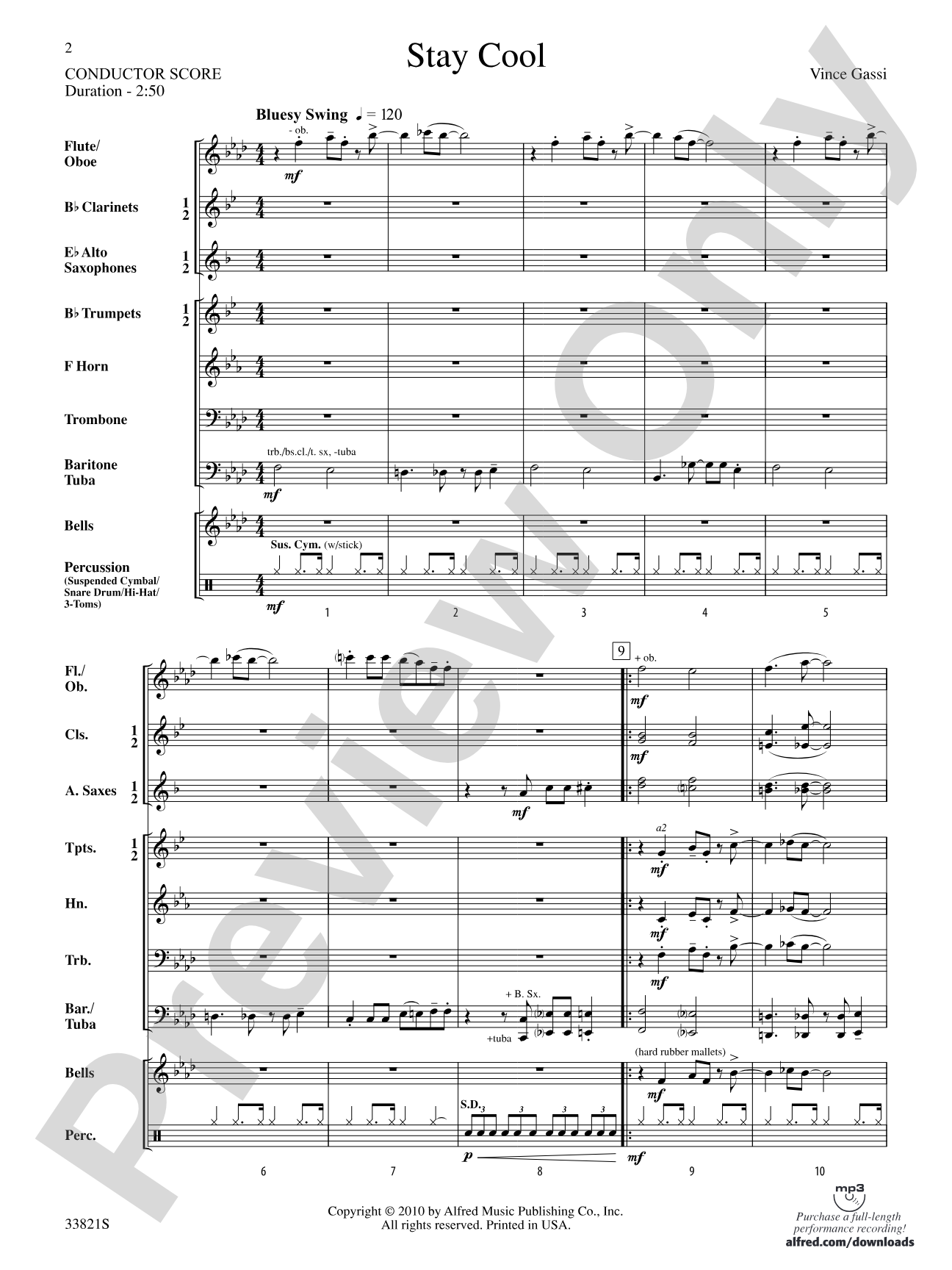 Stay Cool: Concert Band Conductor Score & Parts
