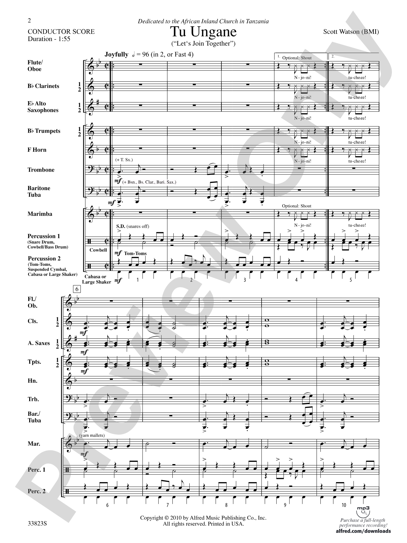 Tu Ungane: Concert Band Conductor Score & Parts