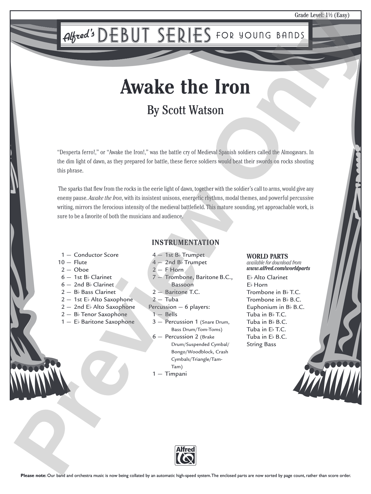 Awake the Iron: Concert Band Conductor Score & Parts