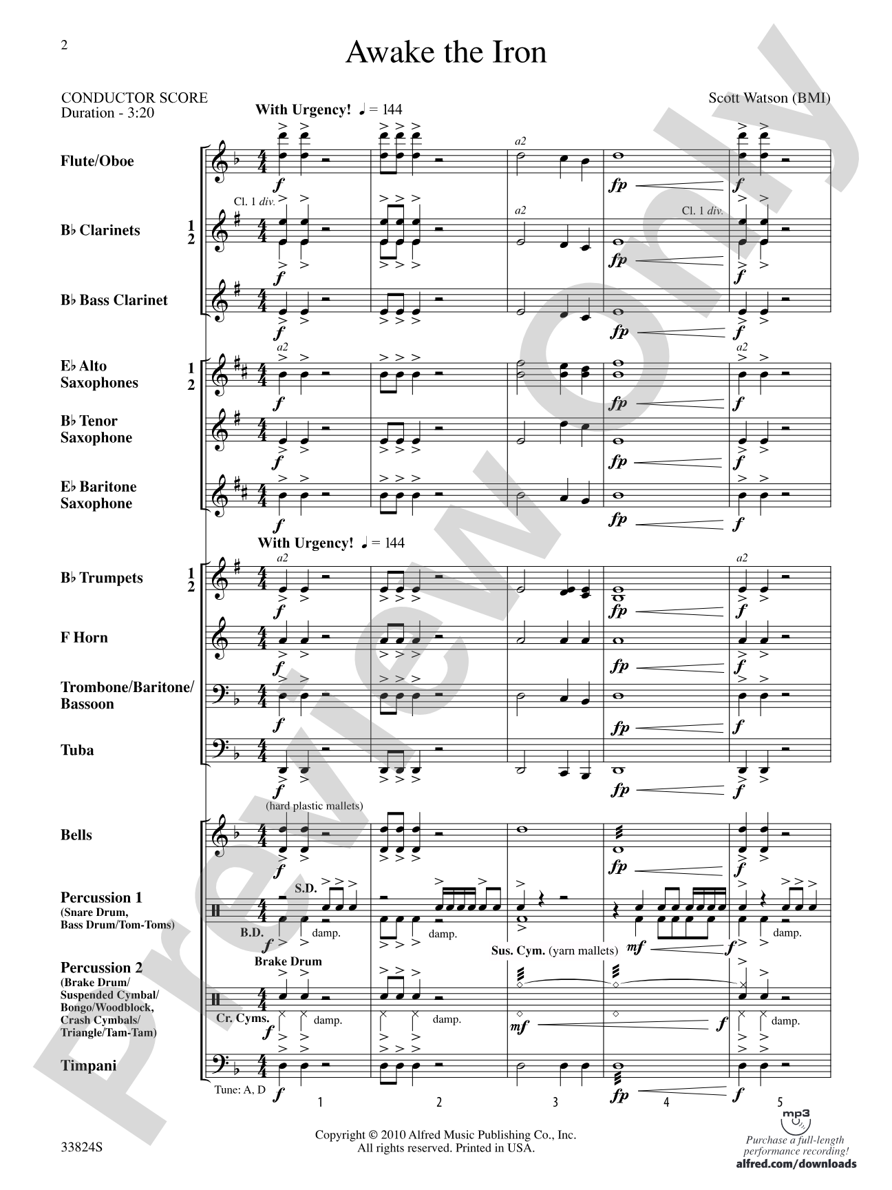 Awake the Iron: Concert Band Conductor Score & Parts