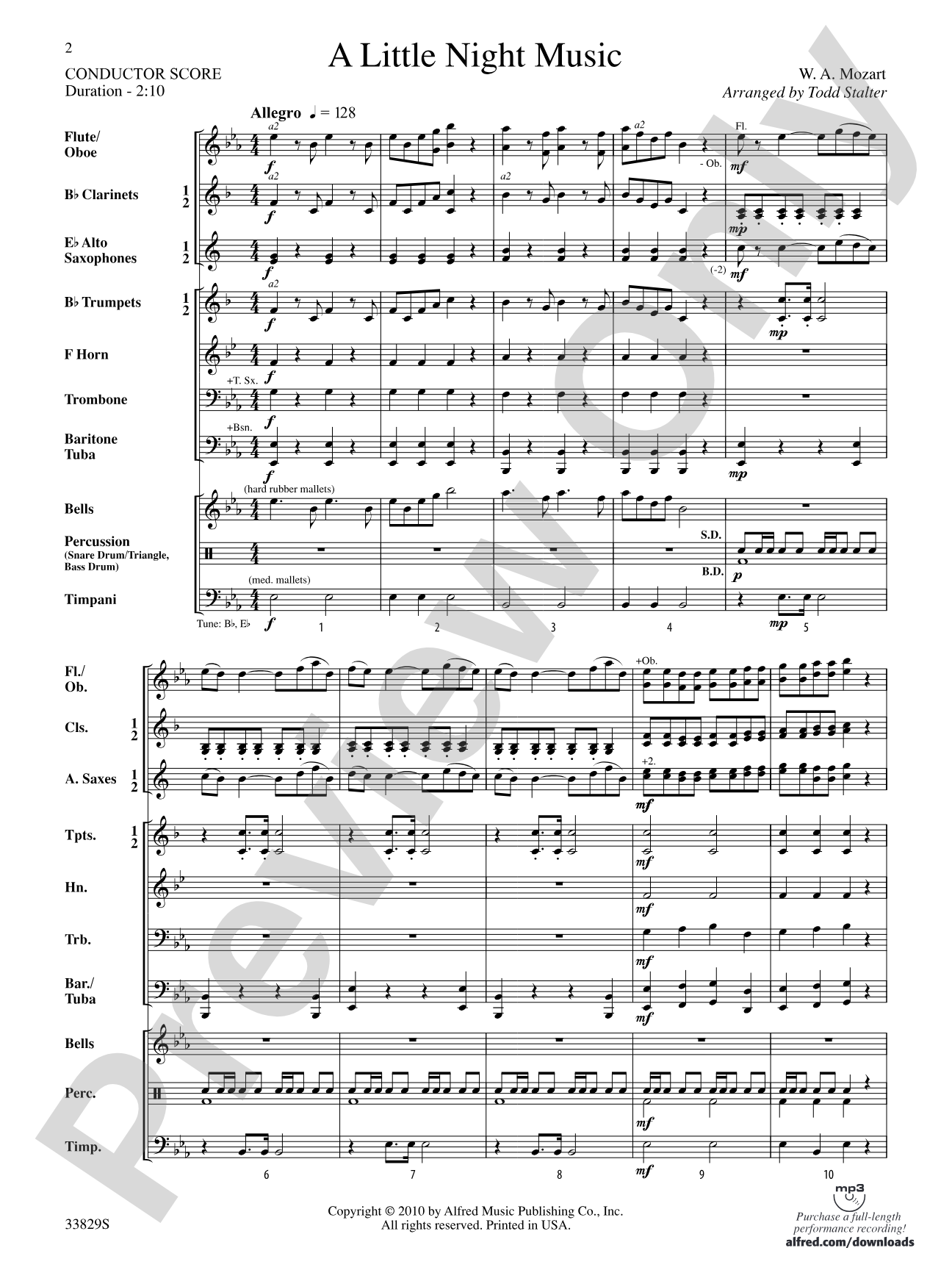 A Little Night Music: Concert Band Conductor Score & Parts
