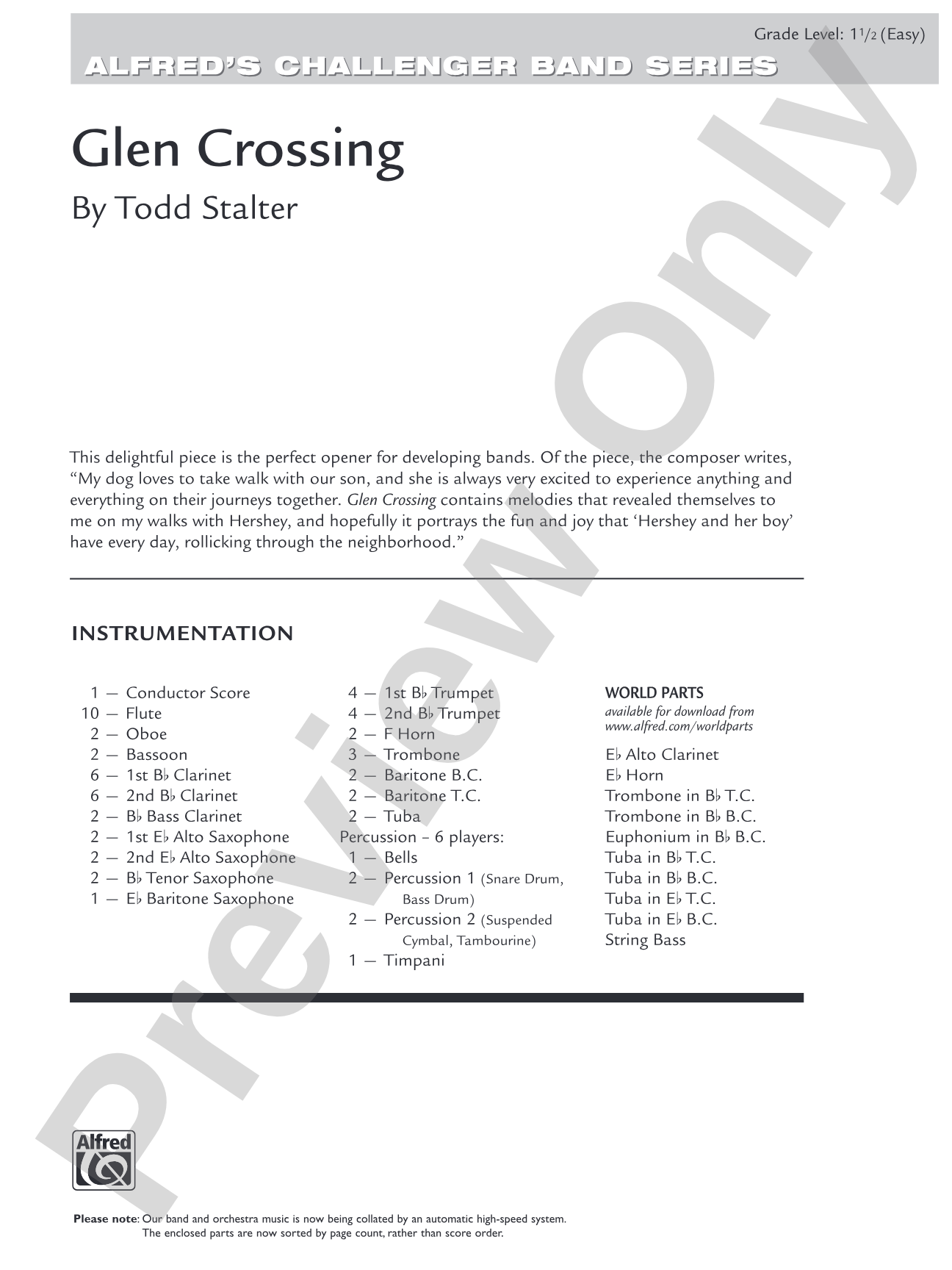 Glen Crossing: Concert Band Conductor Score & Parts